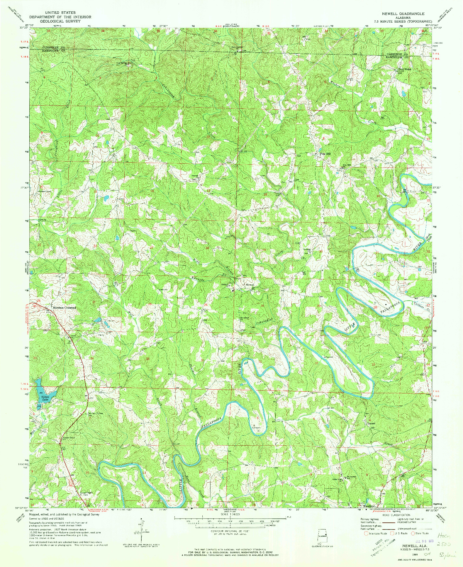 USGS 1:24000-SCALE QUADRANGLE FOR NEWELL, AL 1969