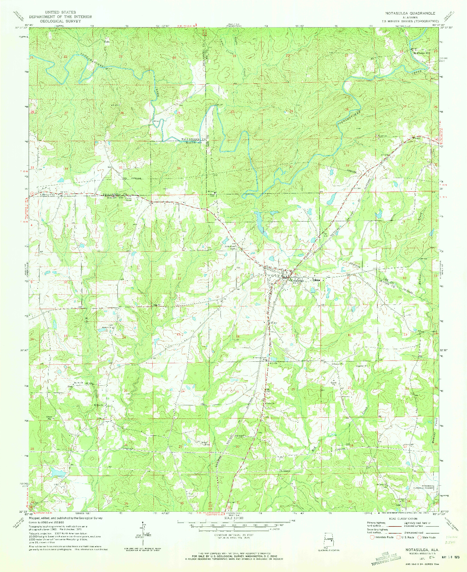USGS 1:24000-SCALE QUADRANGLE FOR NOTASULGA, AL 1971