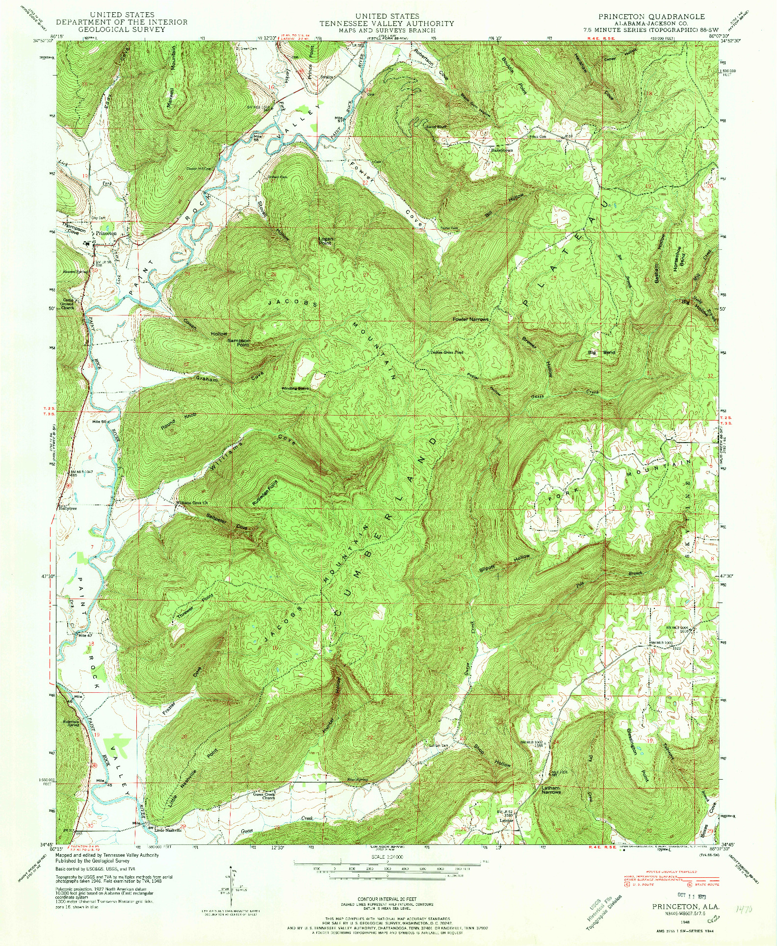 USGS 1:24000-SCALE QUADRANGLE FOR PRINCETON, AL 1948