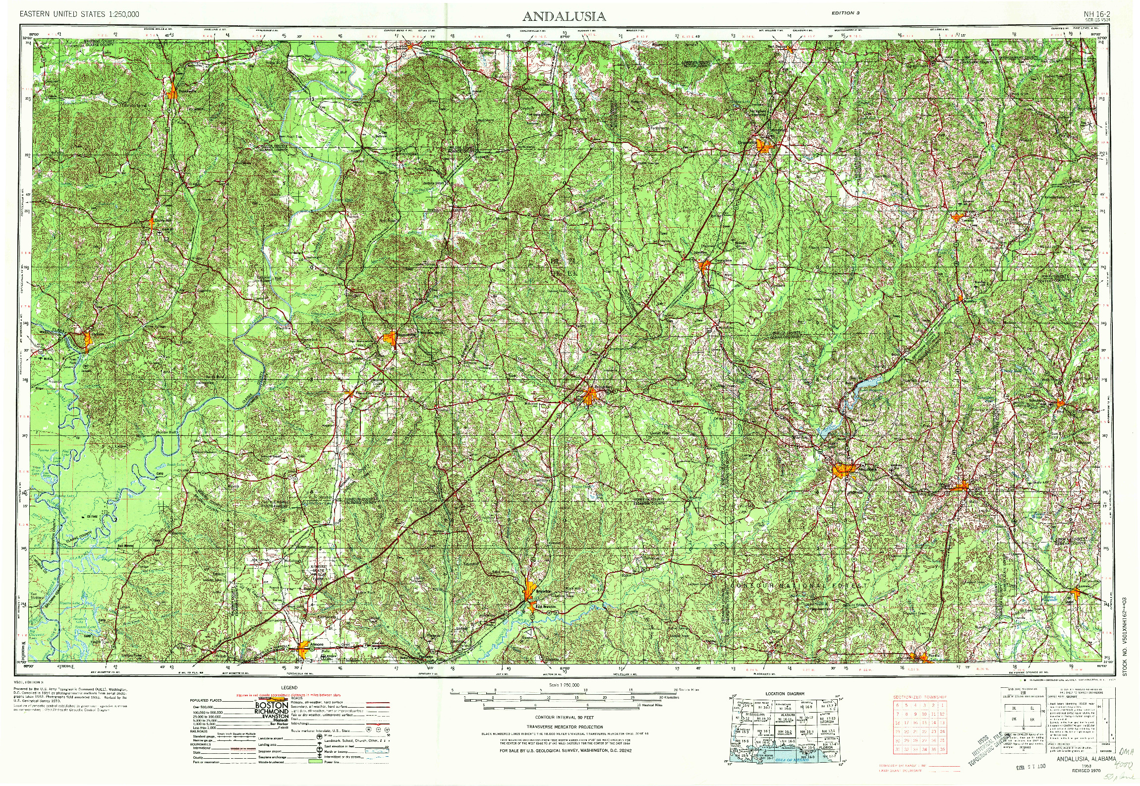 USGS 1:250000-SCALE QUADRANGLE FOR ANDALUSIA, AL 1953