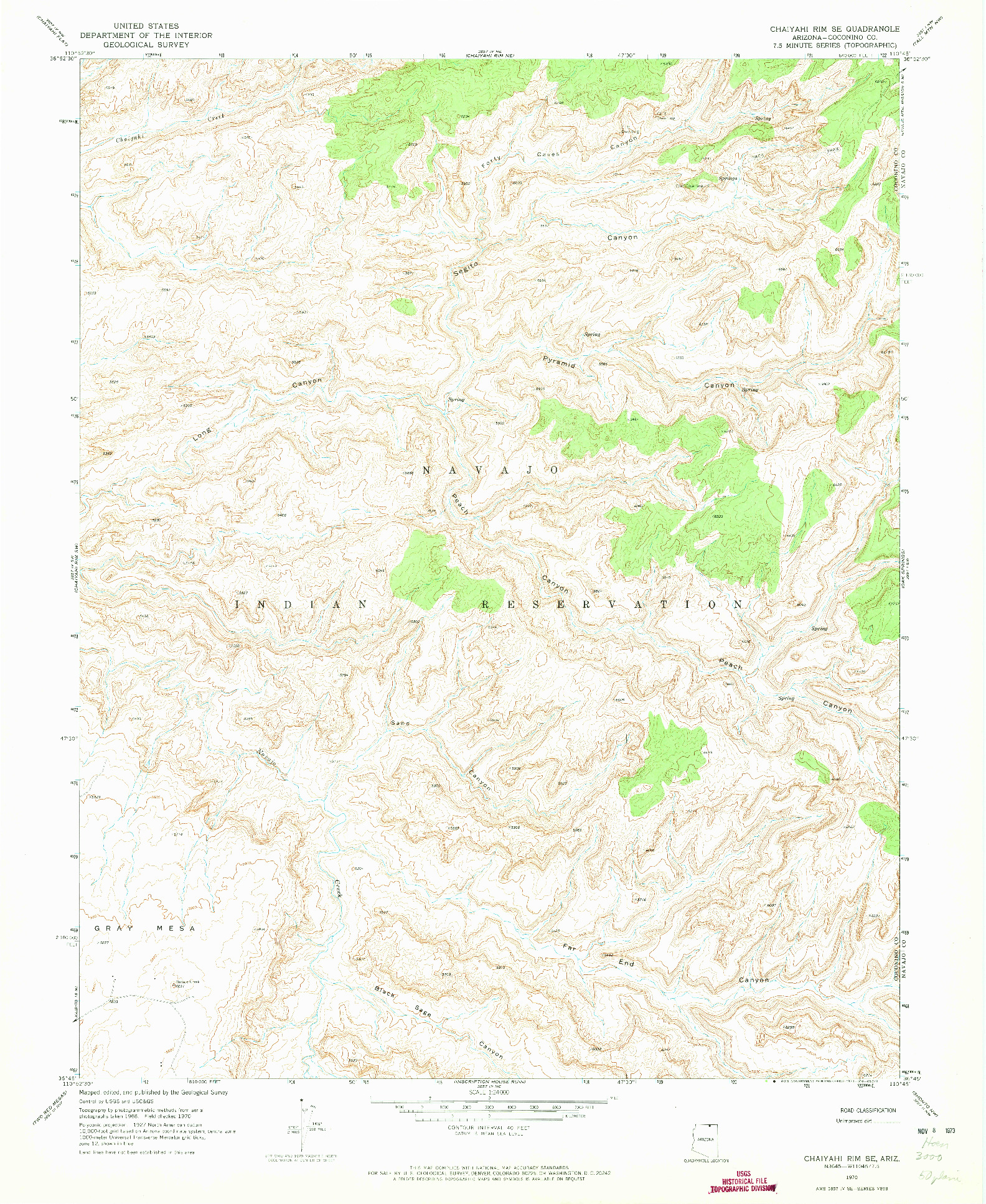 USGS 1:24000-SCALE QUADRANGLE FOR CHAIYAHI RIM SE, AZ 1970
