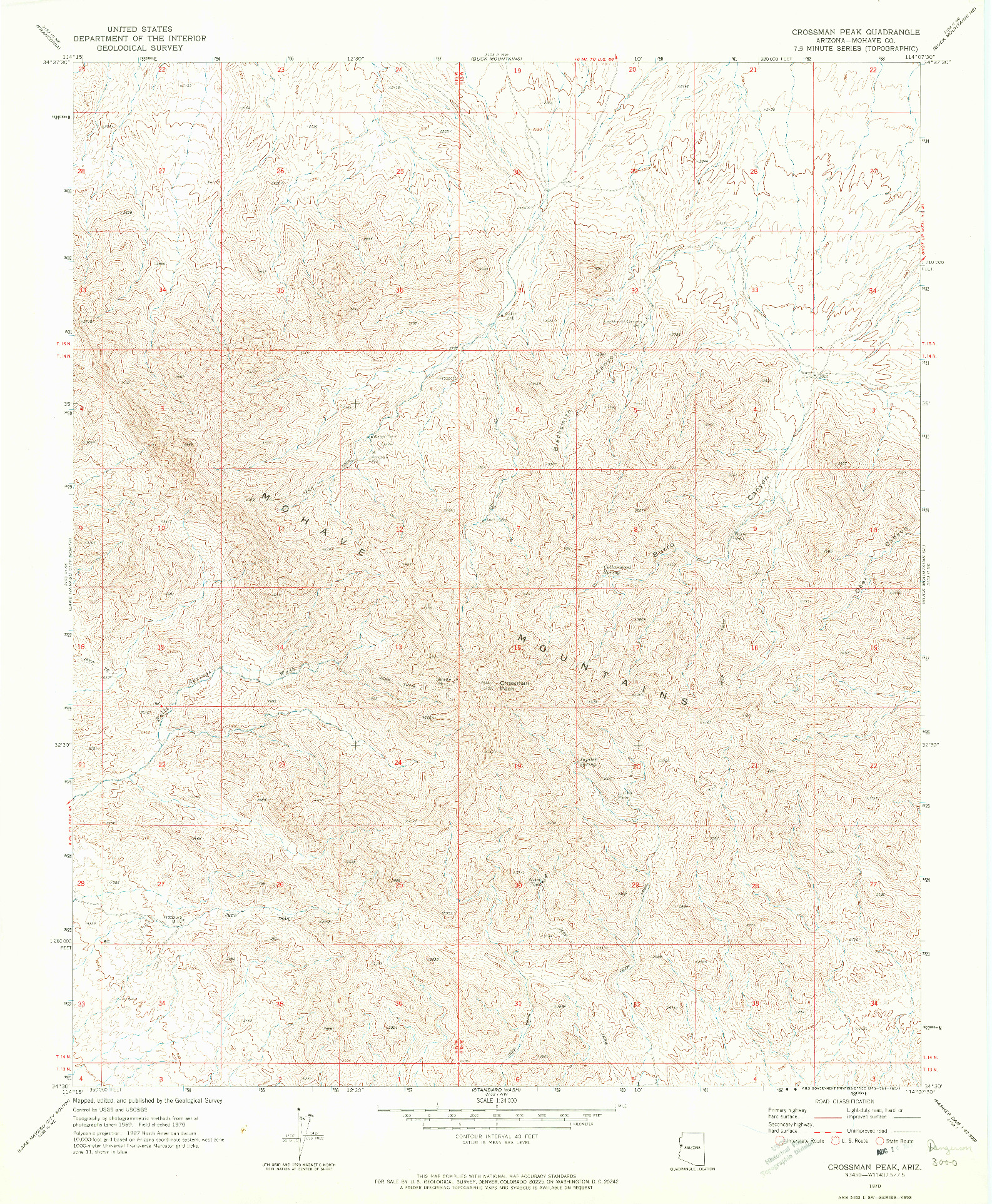 USGS 1:24000-SCALE QUADRANGLE FOR CROSSMAN PEAK, AZ 1970