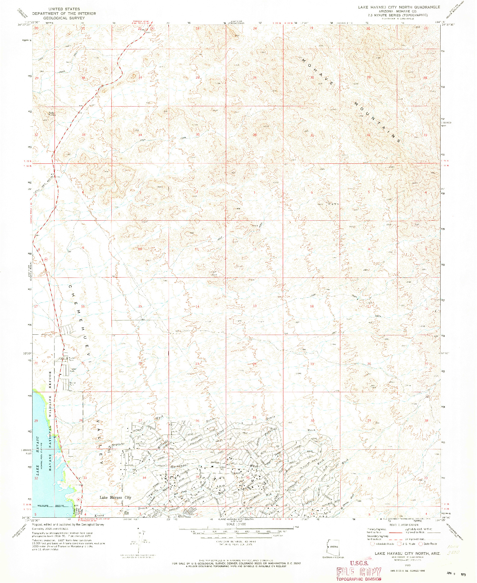 USGS 1:24000-SCALE QUADRANGLE FOR LAKE HAVASU CITY NORTH, AZ 1970