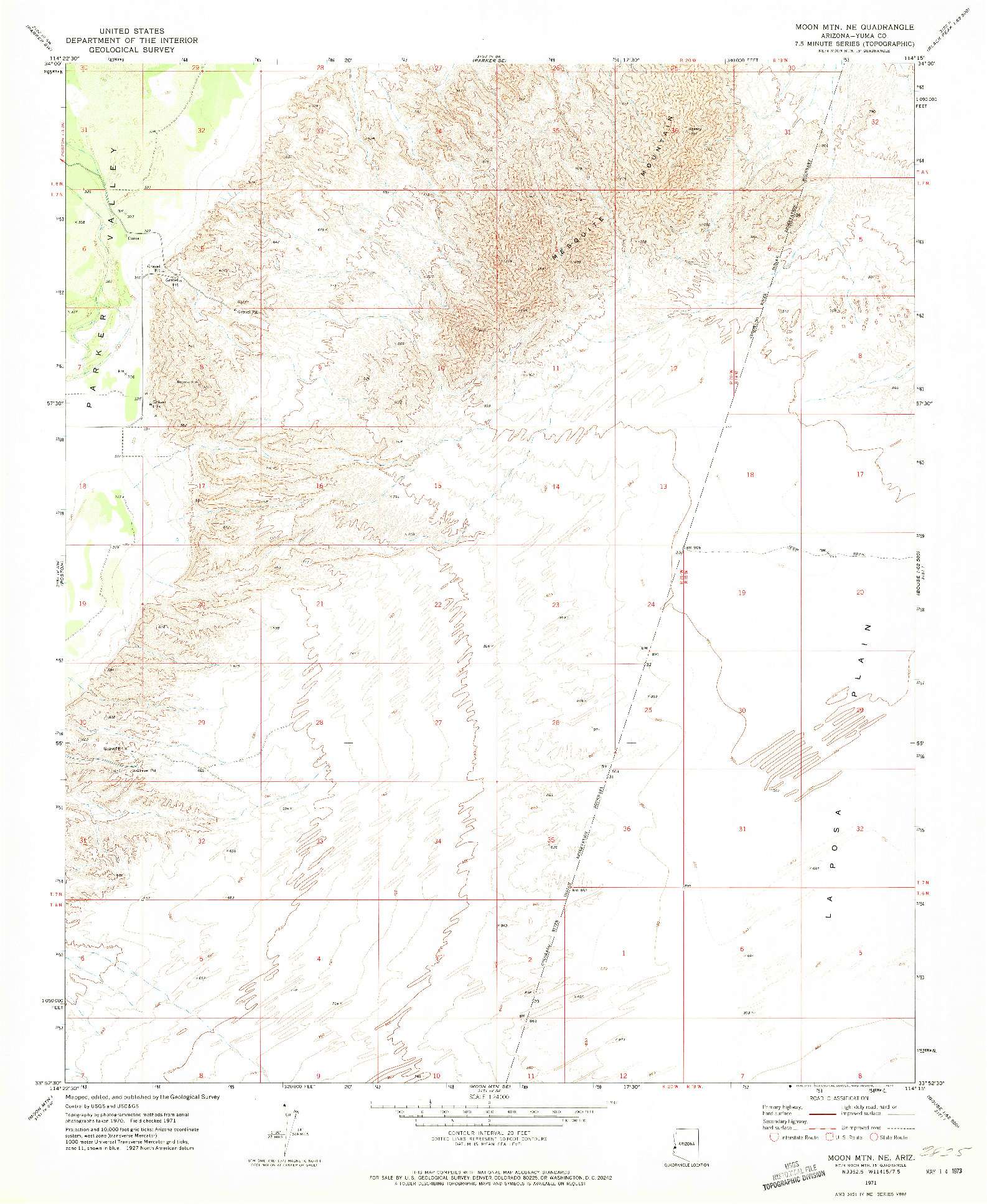 USGS 1:24000-SCALE QUADRANGLE FOR MOON MTN NE, AZ 1971