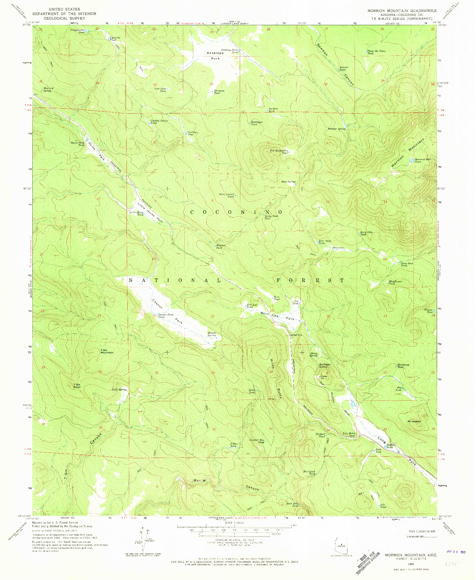 USGS 1:24000-SCALE QUADRANGLE FOR MORMON MOUNTAIN, AZ 1965