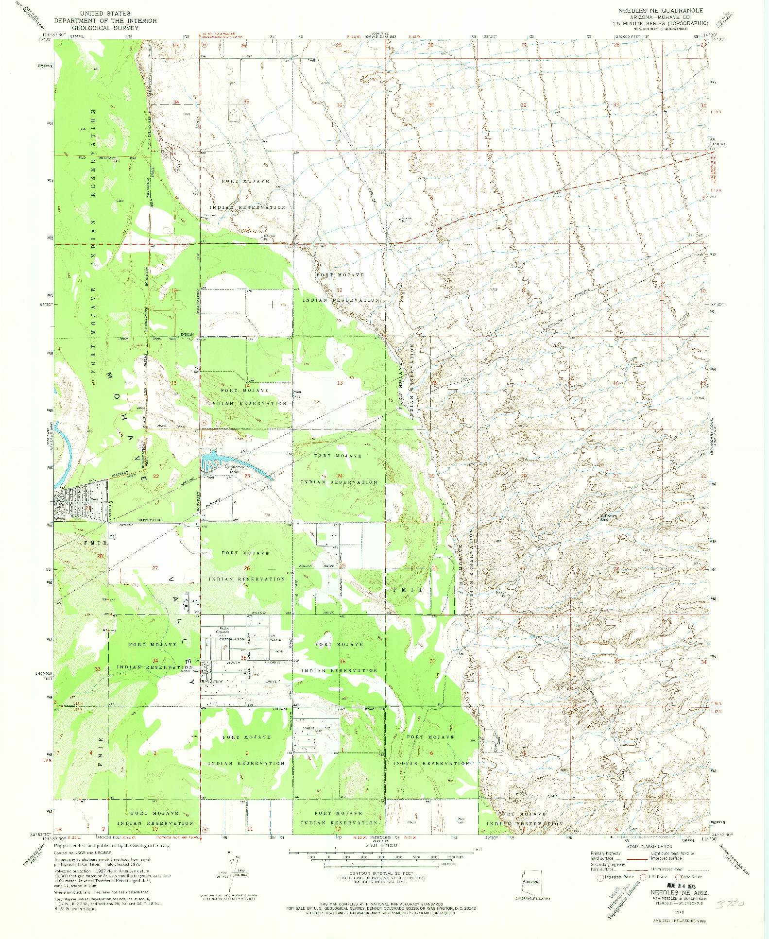 USGS 1:24000-SCALE QUADRANGLE FOR NEEDLES NE, AZ 1970