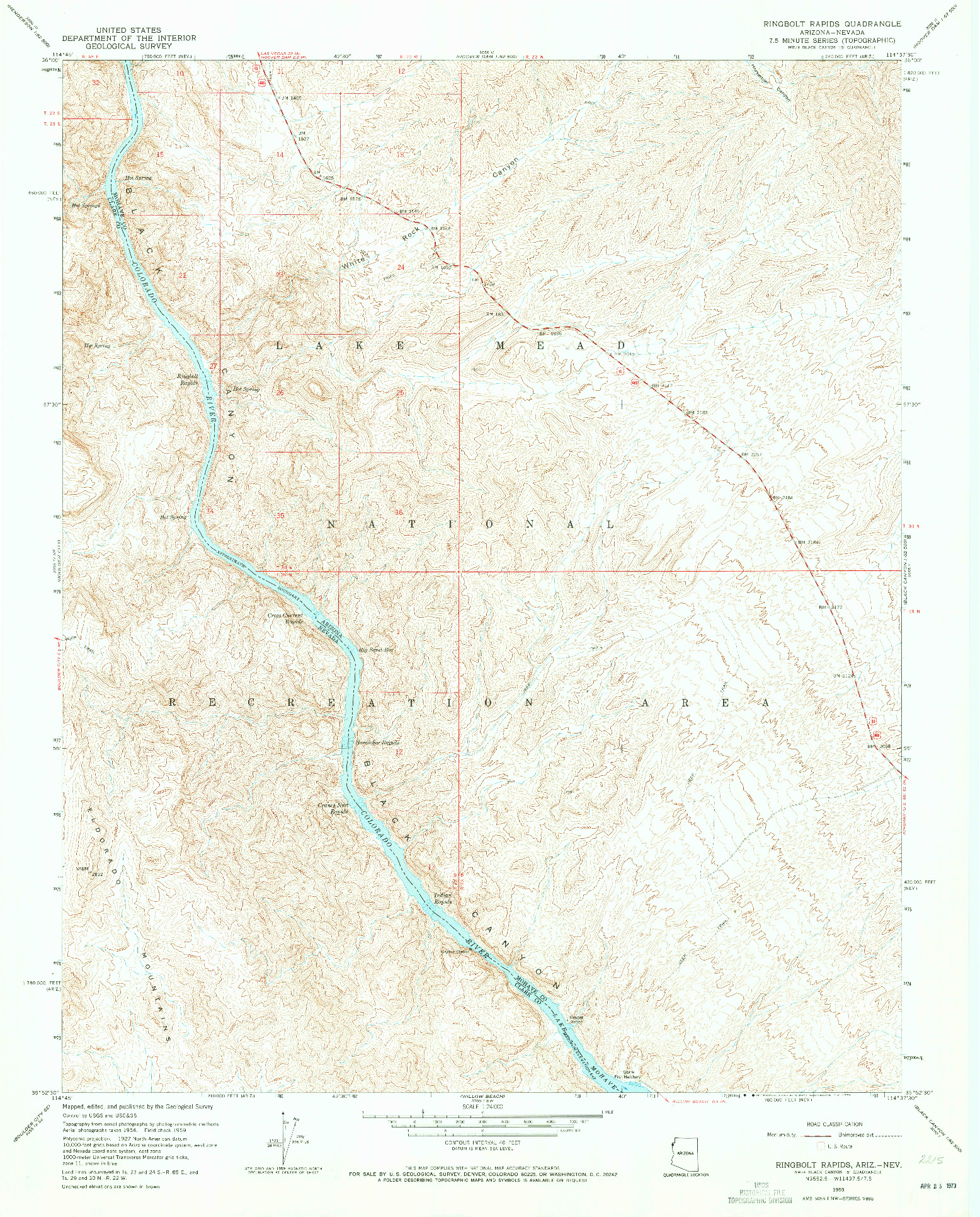 USGS 1:24000-SCALE QUADRANGLE FOR RINGBOLT RAPIDS, AZ 1959