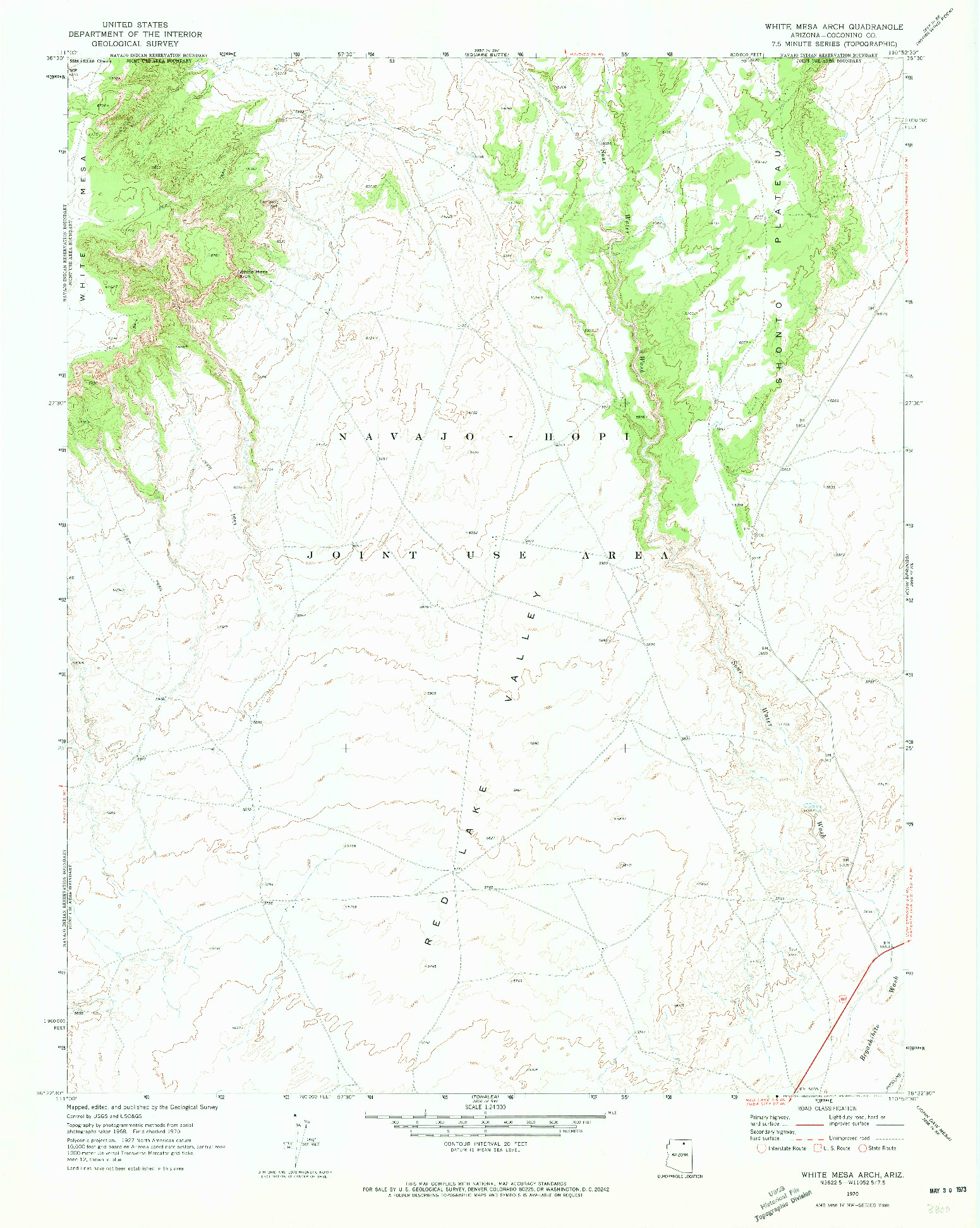 USGS 1:24000-SCALE QUADRANGLE FOR WHITE MESA ARCH, AZ 1970