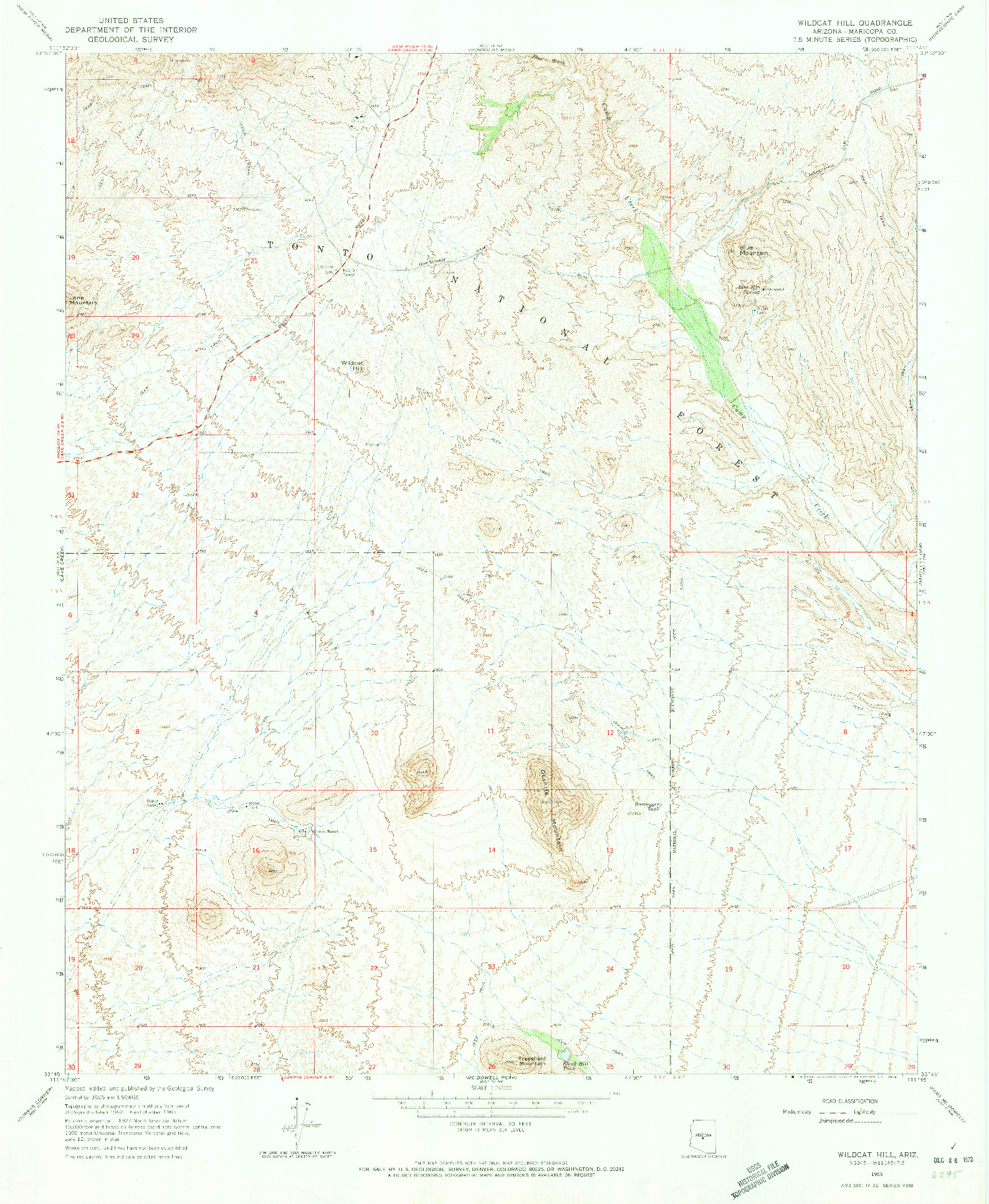 USGS 1:24000-SCALE QUADRANGLE FOR WILDCAT HILL, AZ 1965