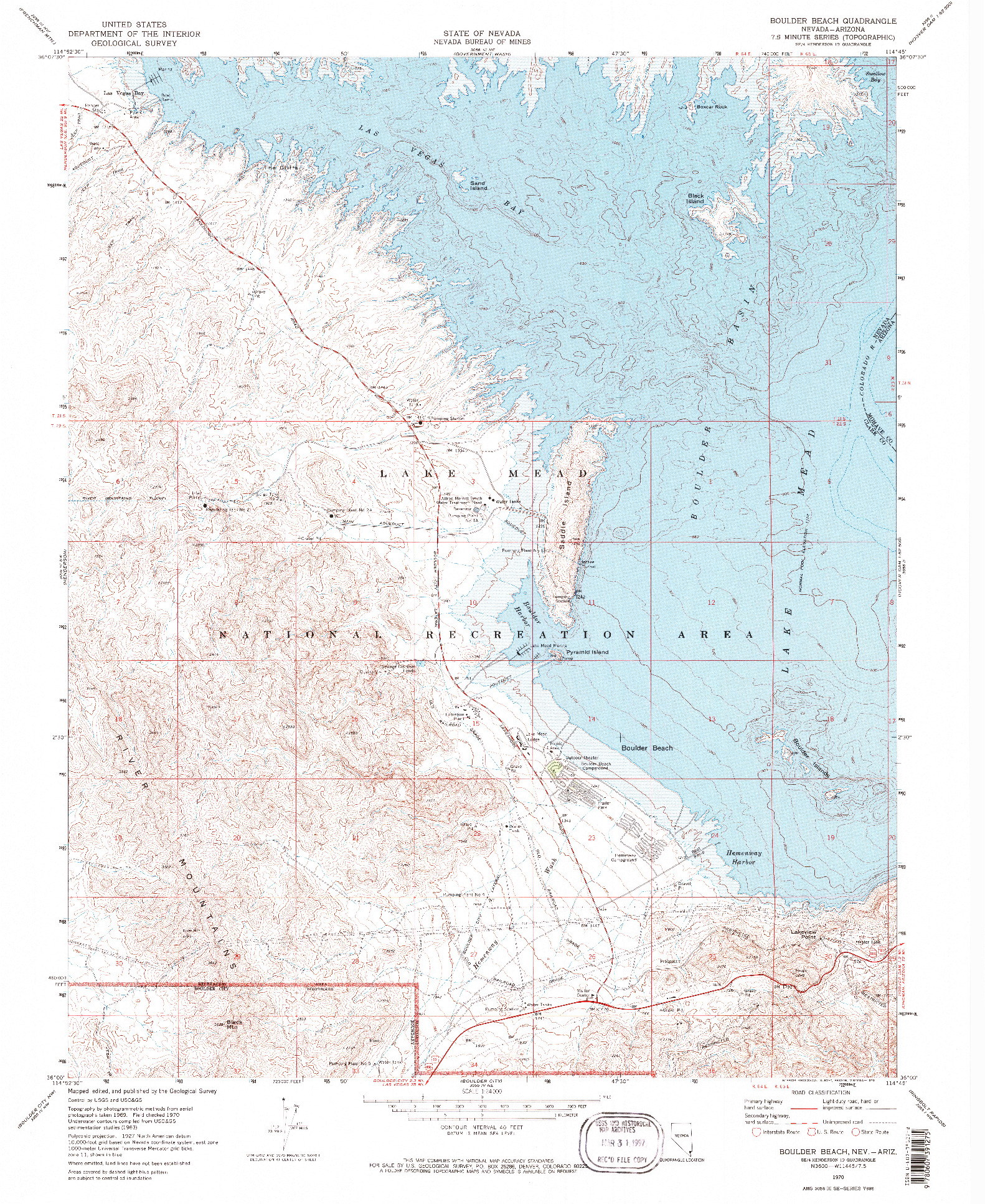 USGS 1:24000-SCALE QUADRANGLE FOR BOULDER BEACH, NV 1970
