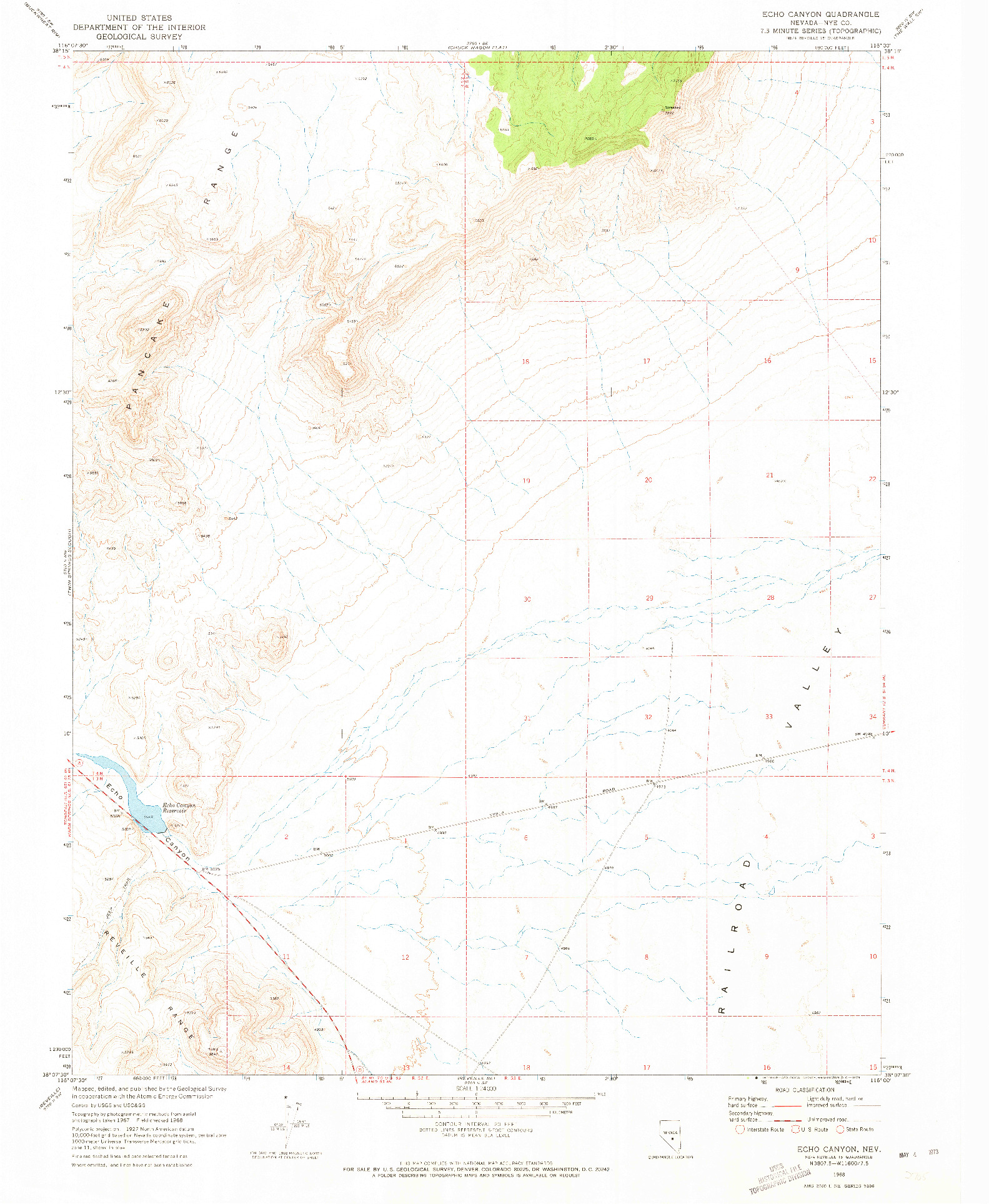 USGS 1:24000-SCALE QUADRANGLE FOR ECHO CANYON, NV 1968