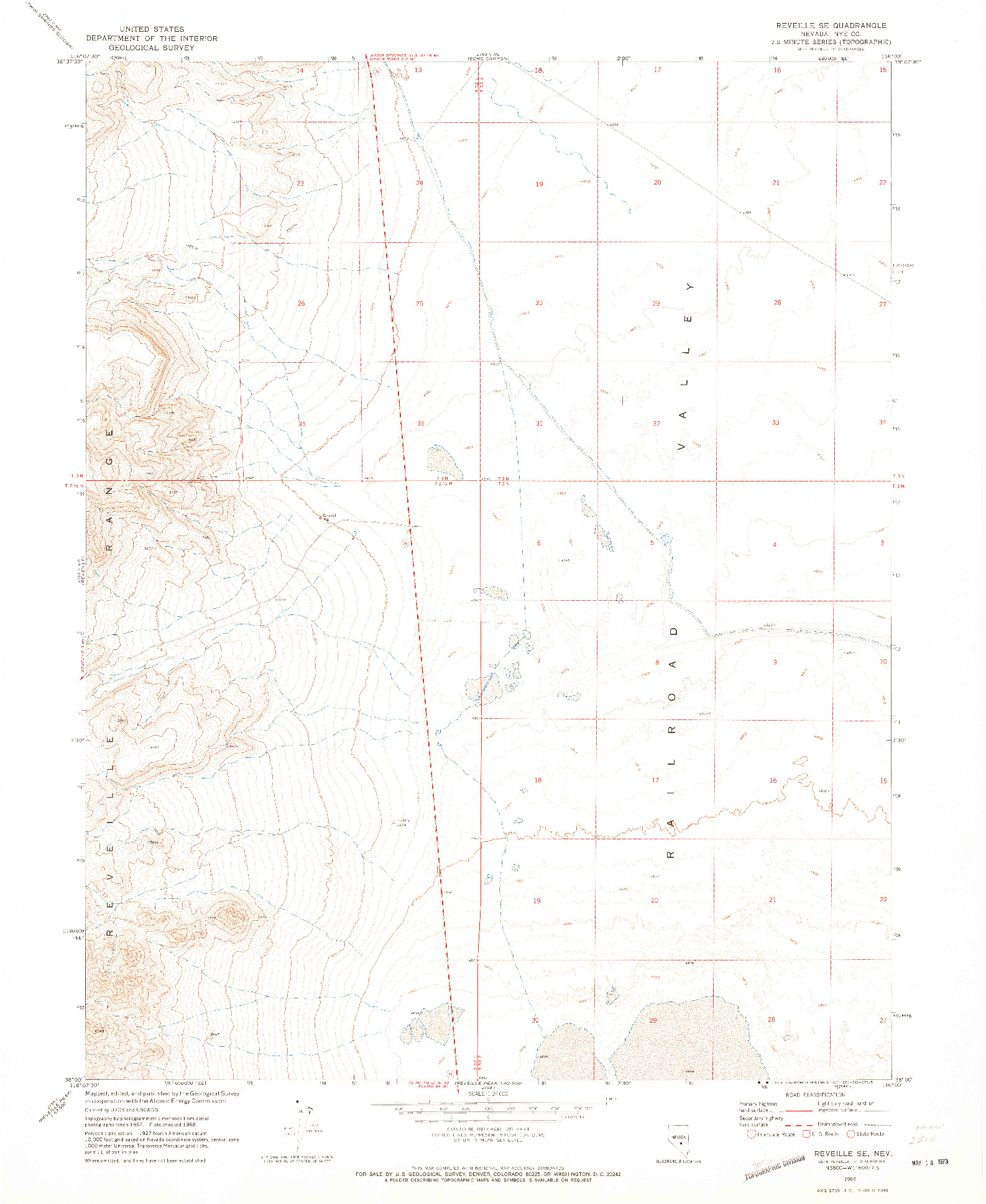 USGS 1:24000-SCALE QUADRANGLE FOR REVEILLE SE, NV 1968
