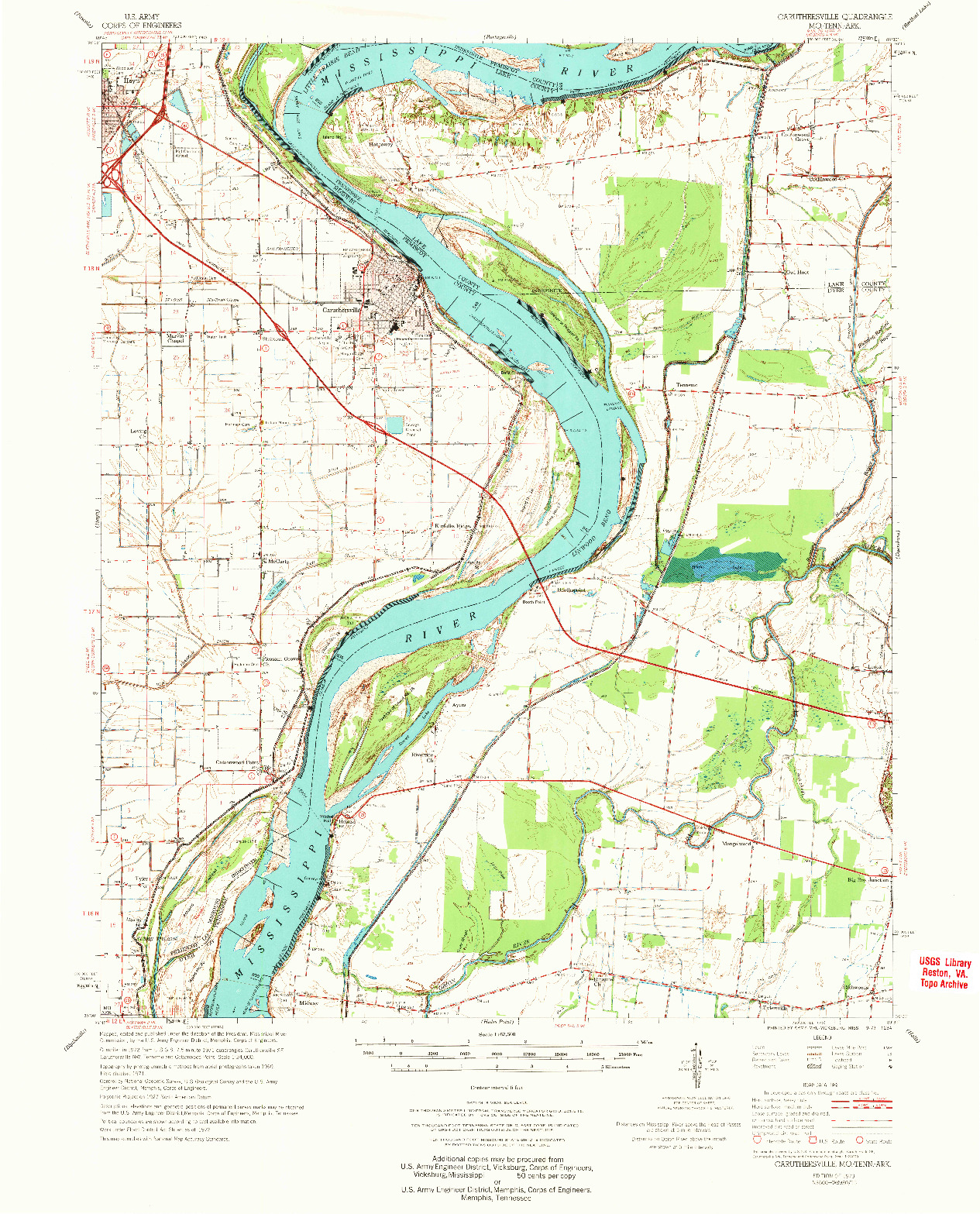 USGS 1:62500-SCALE QUADRANGLE FOR CARUTHERSVILLE, MO 1973