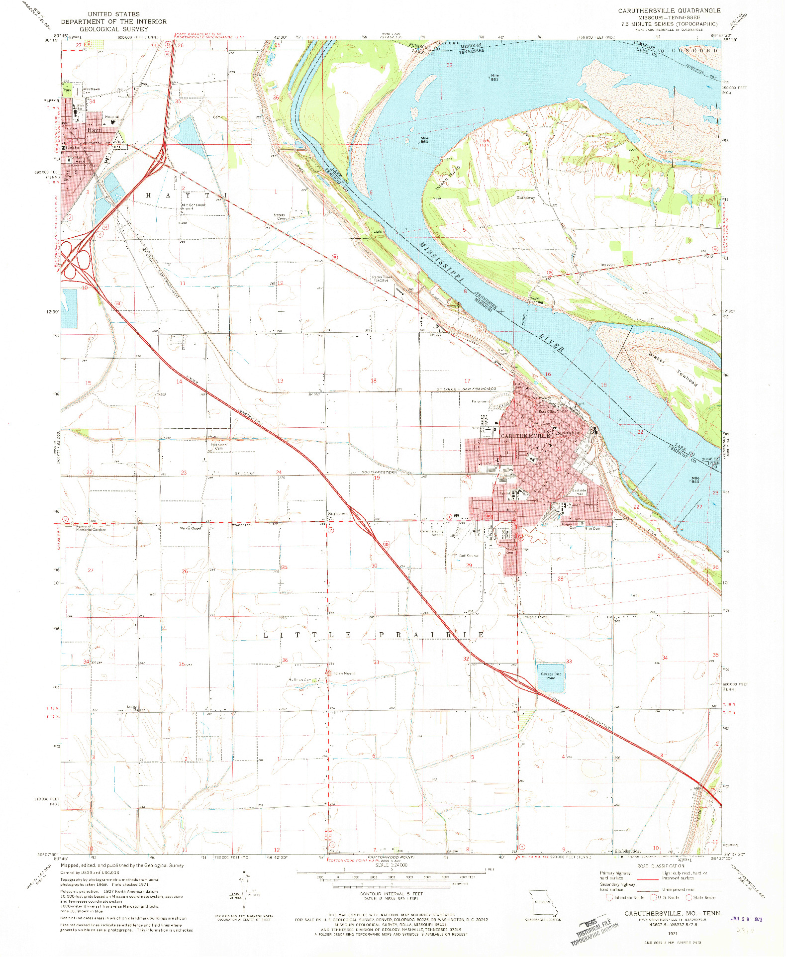 USGS 1:24000-SCALE QUADRANGLE FOR CARUTHERSVILLE, MO 1971