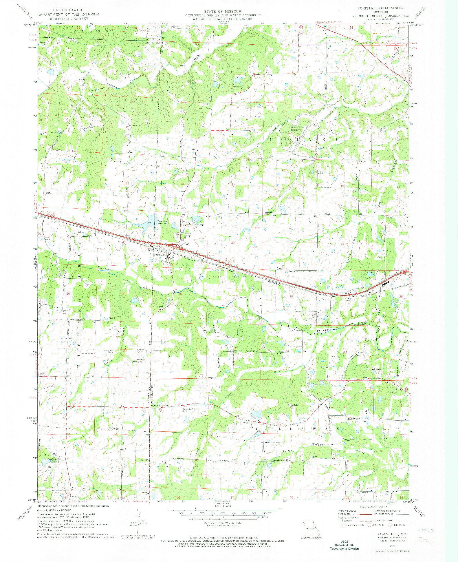 USGS 1:24000-SCALE QUADRANGLE FOR FORISTELL, MO 1972