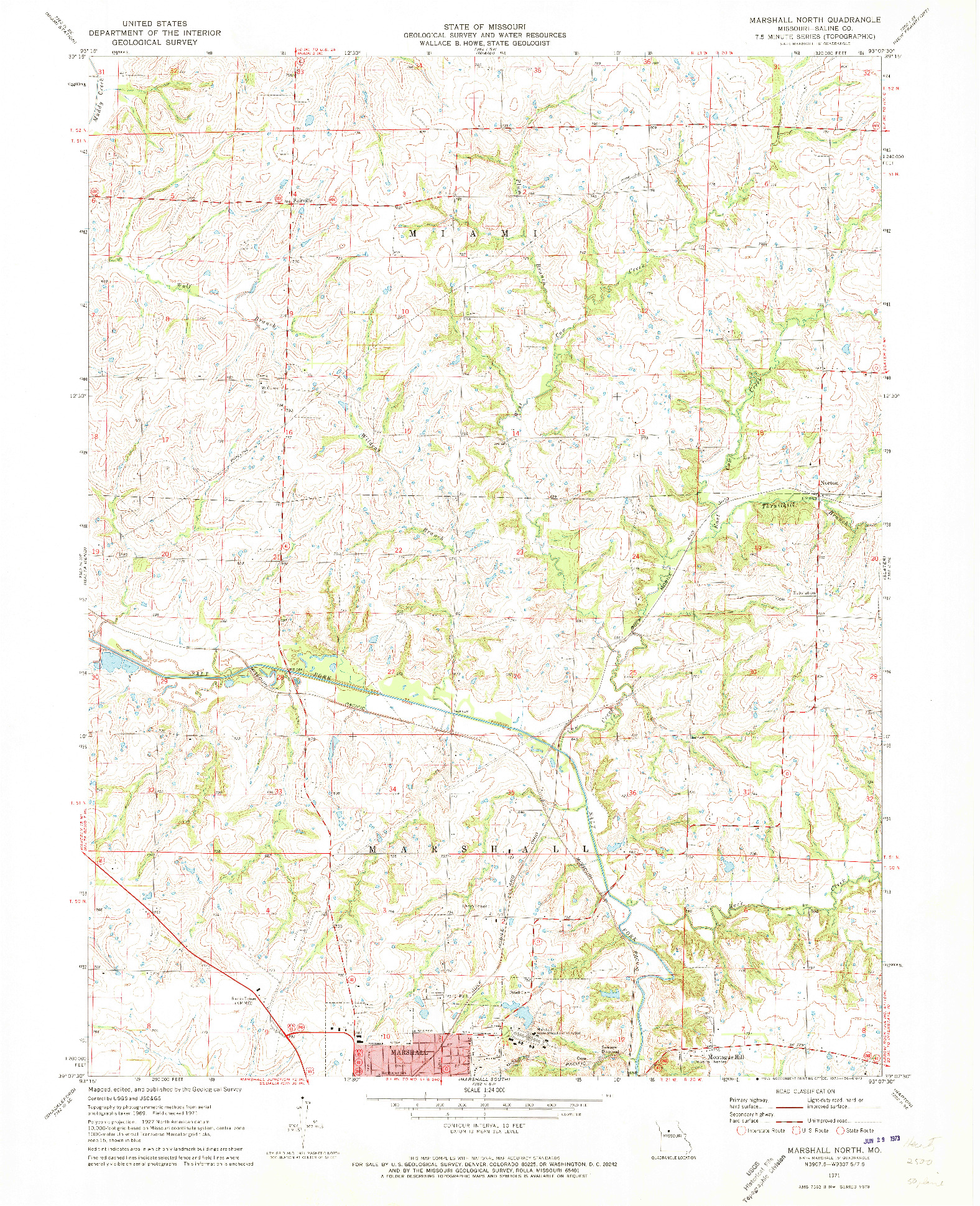 USGS 1:24000-SCALE QUADRANGLE FOR MARSHALL NORTH, MO 1971