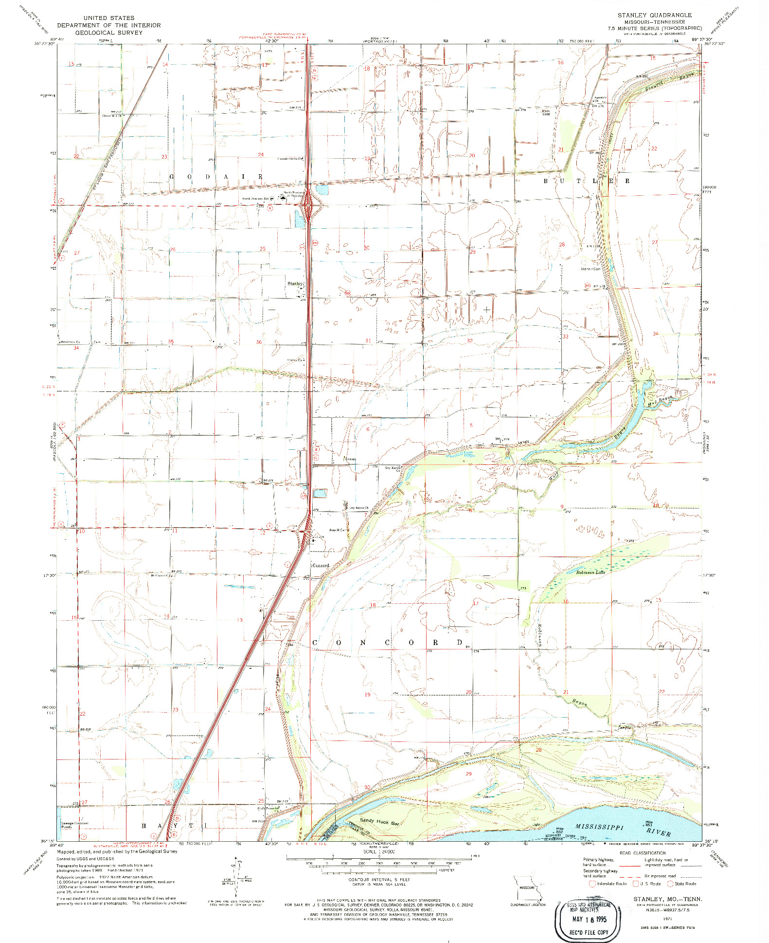 USGS 1:24000-SCALE QUADRANGLE FOR STANLEY, MO 1971