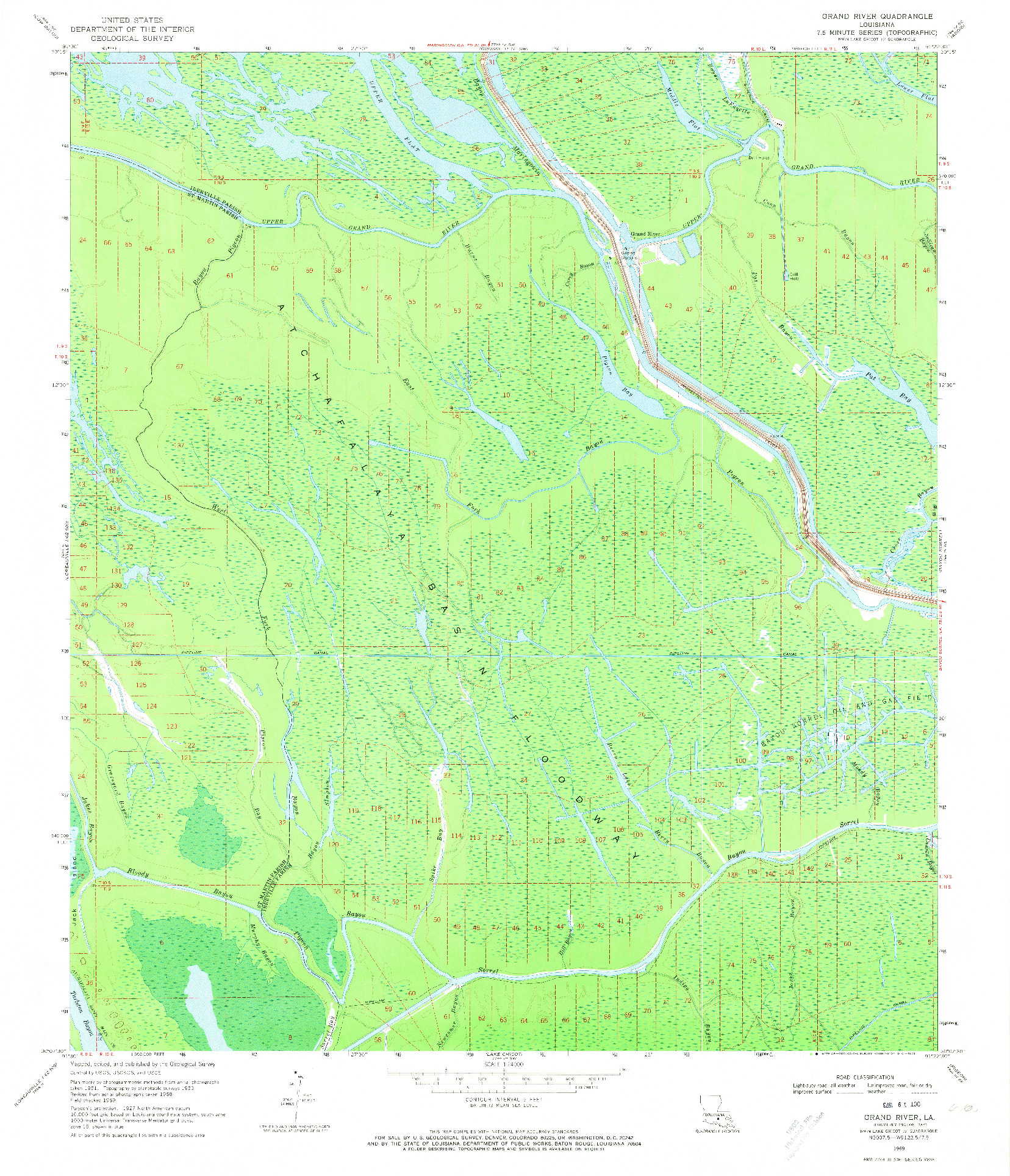 USGS 1:24000-SCALE QUADRANGLE FOR GRAND RIVER, LA 1969