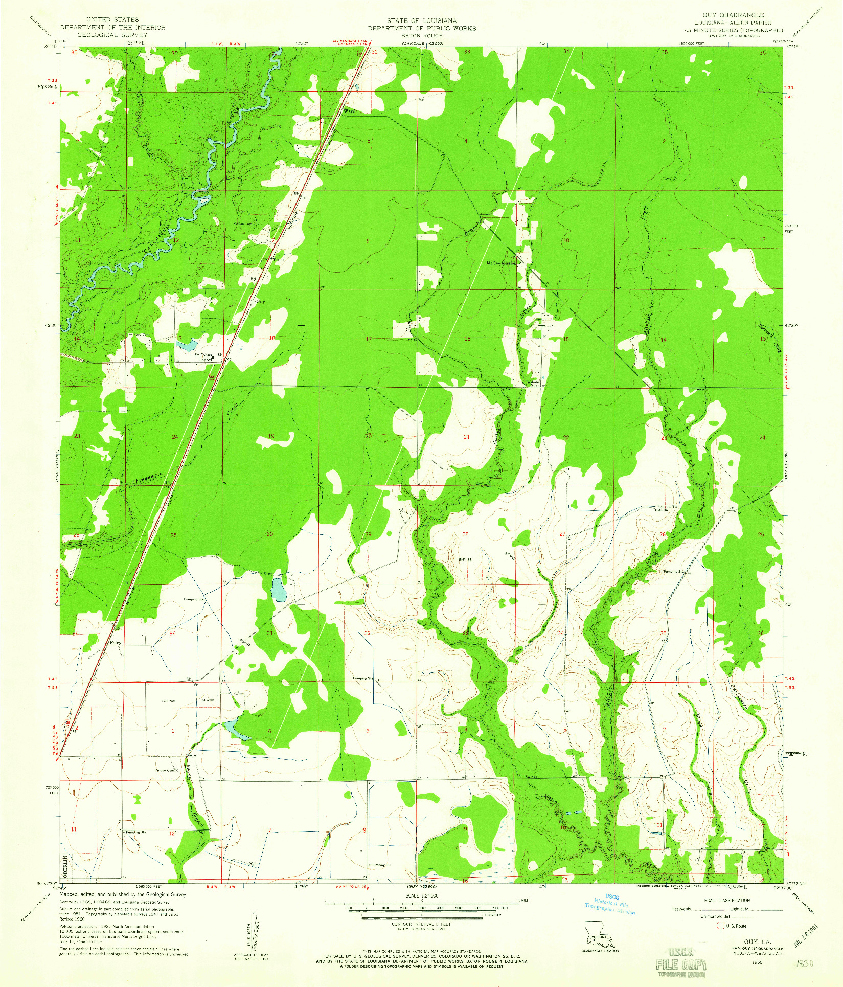 USGS 1:24000-SCALE QUADRANGLE FOR GUY, LA 1960