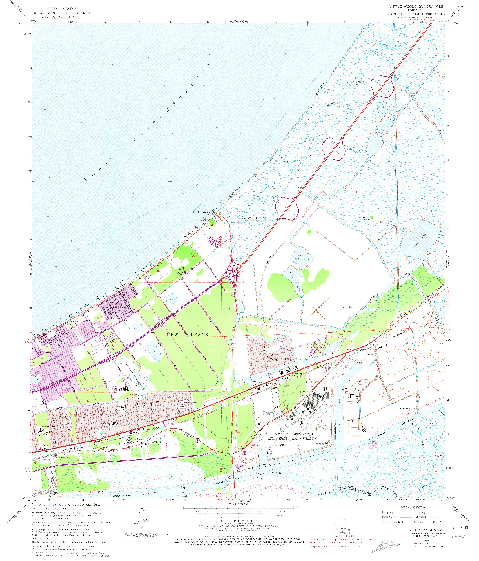 USGS 1:24000-SCALE QUADRANGLE FOR LITTLE WOODS, LA 1967