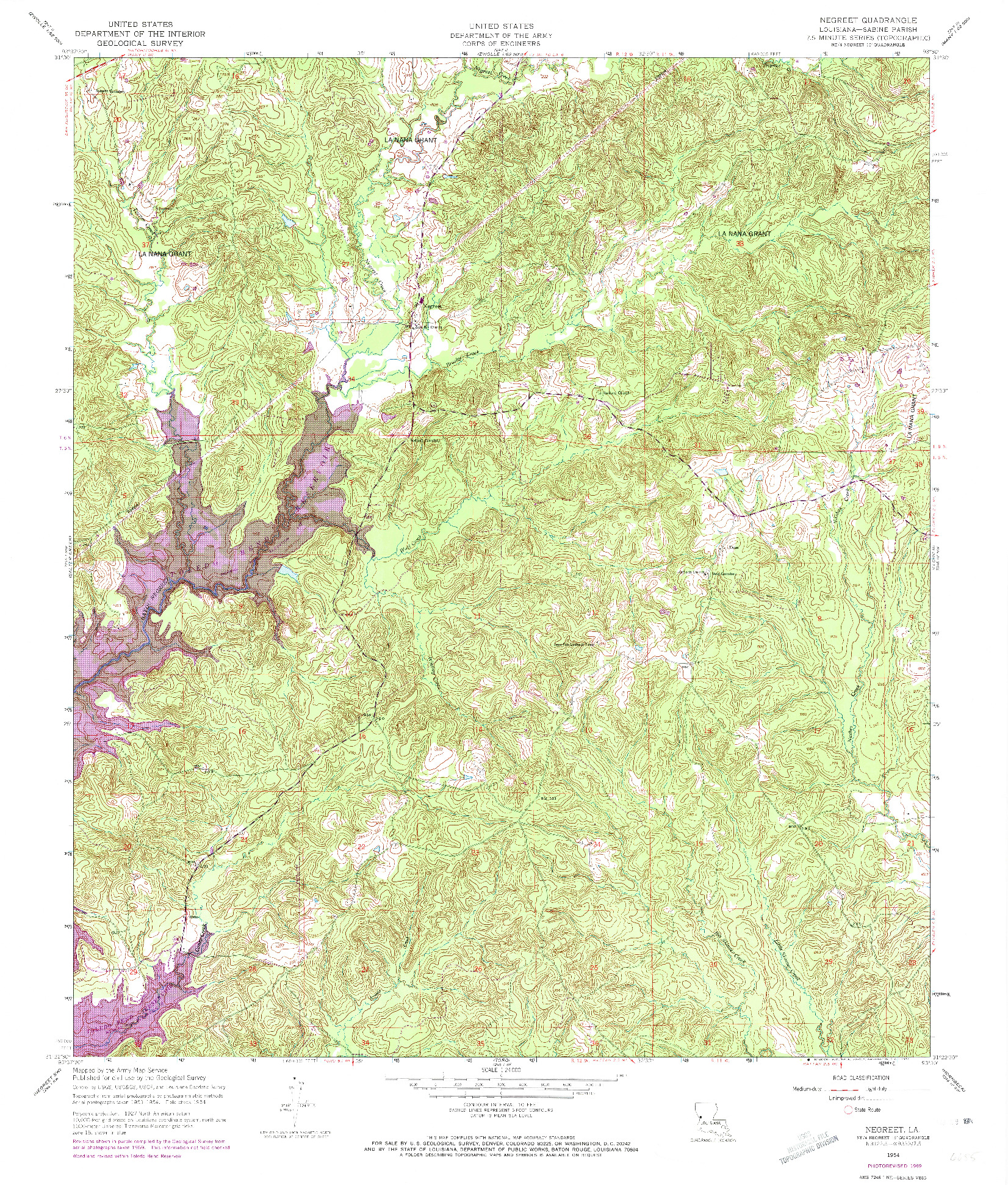 USGS 1:24000-SCALE QUADRANGLE FOR NEGREET, LA 1954