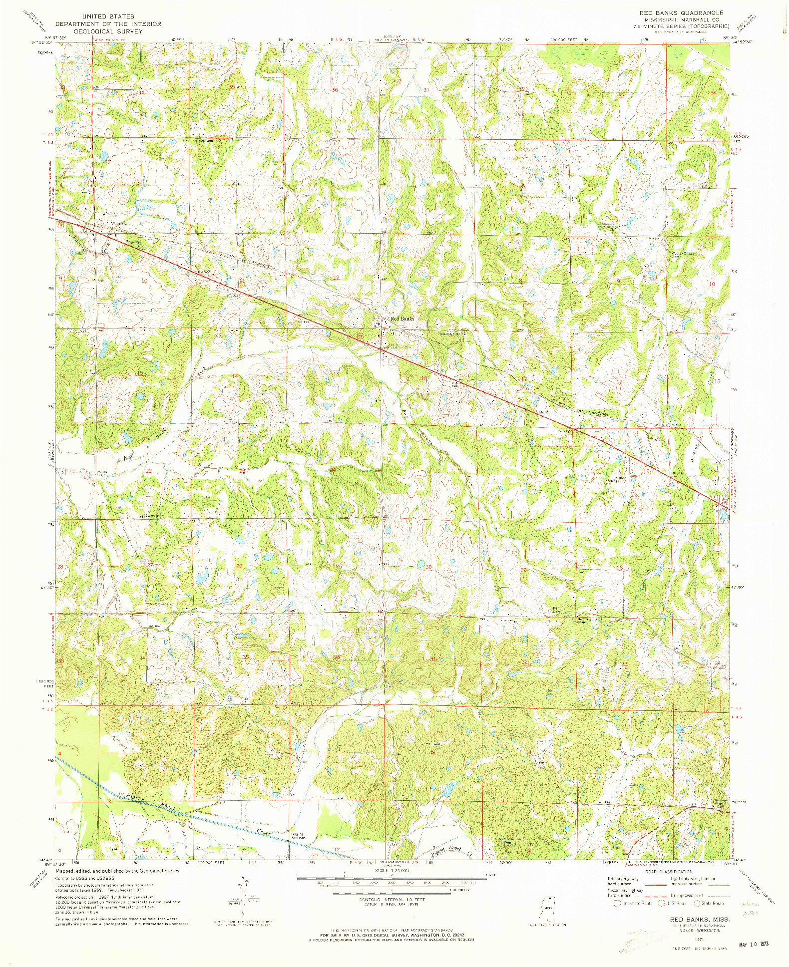 USGS 1:24000-SCALE QUADRANGLE FOR RED BANKS, MS 1971