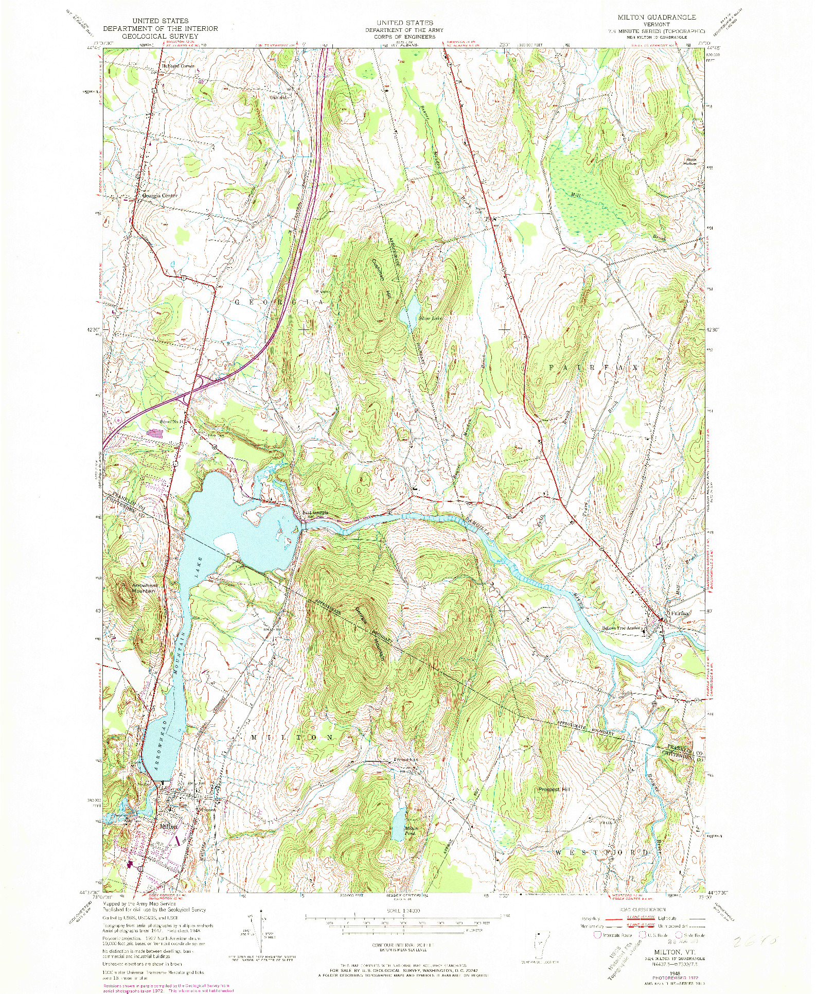 USGS 1:24000-SCALE QUADRANGLE FOR MILTON, VT 1948