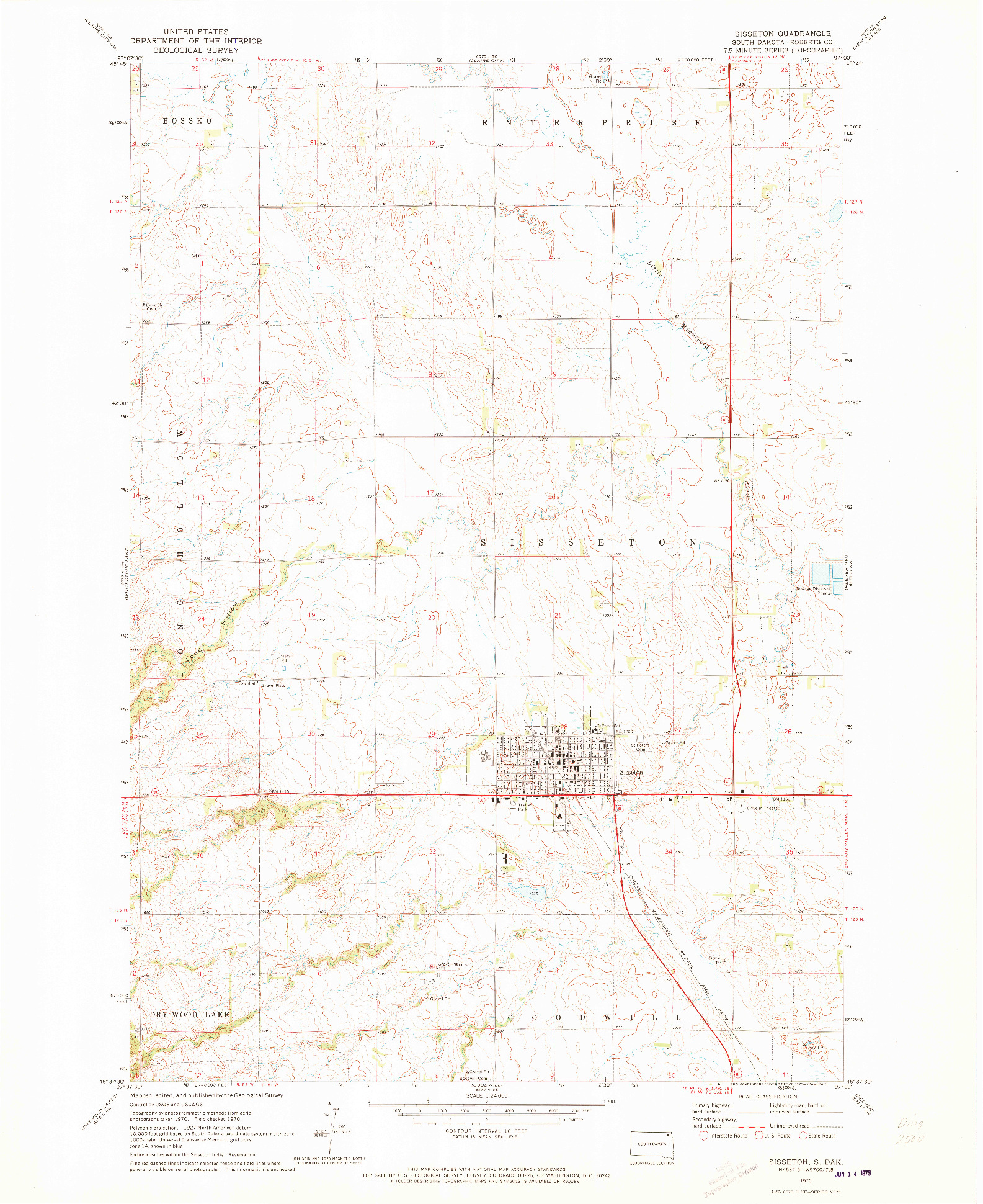 USGS 1:24000-SCALE QUADRANGLE FOR SISSETON, SD 1970