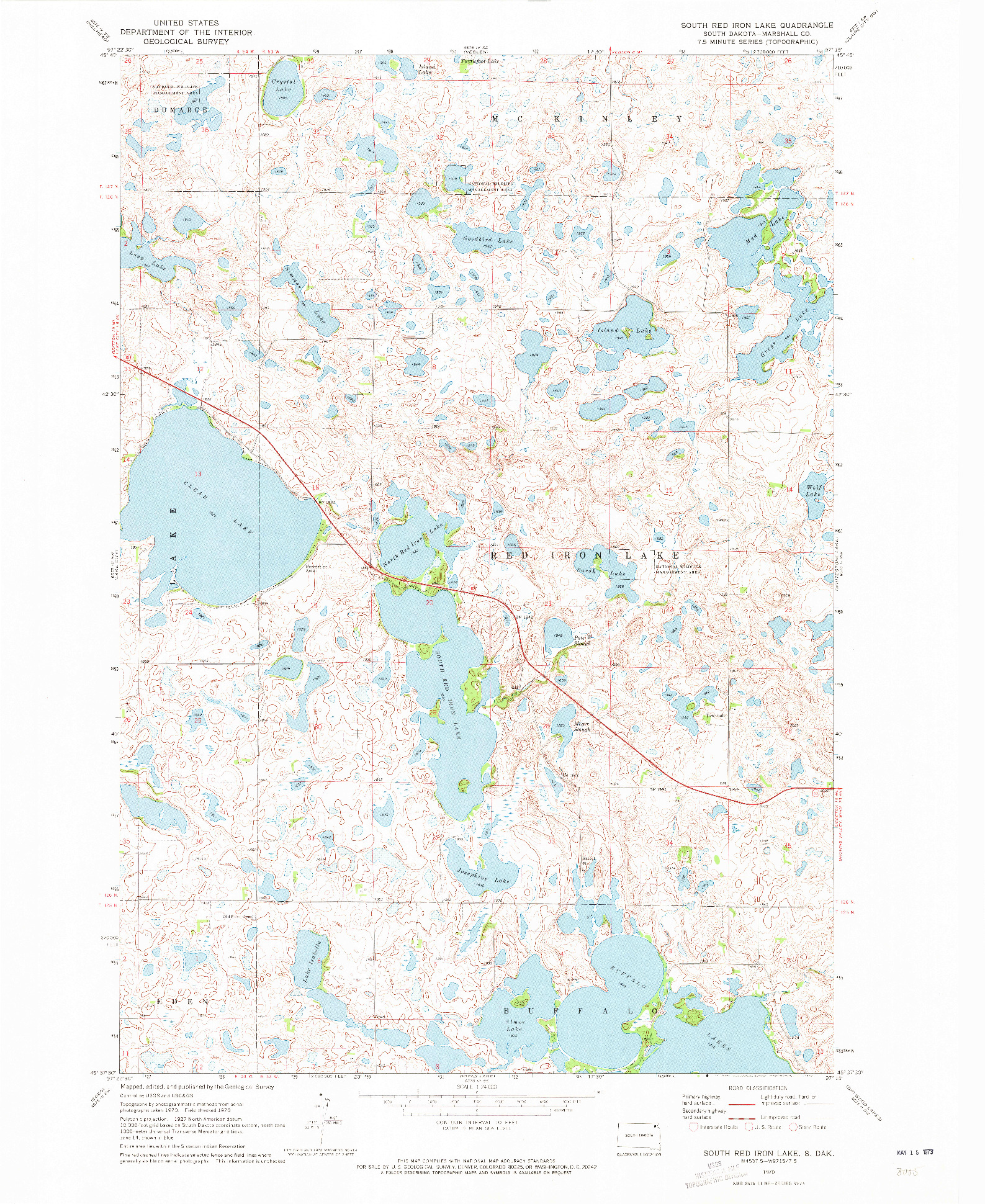 USGS 1:24000-SCALE QUADRANGLE FOR SOUTH RED IRON LAKE, SD 1970