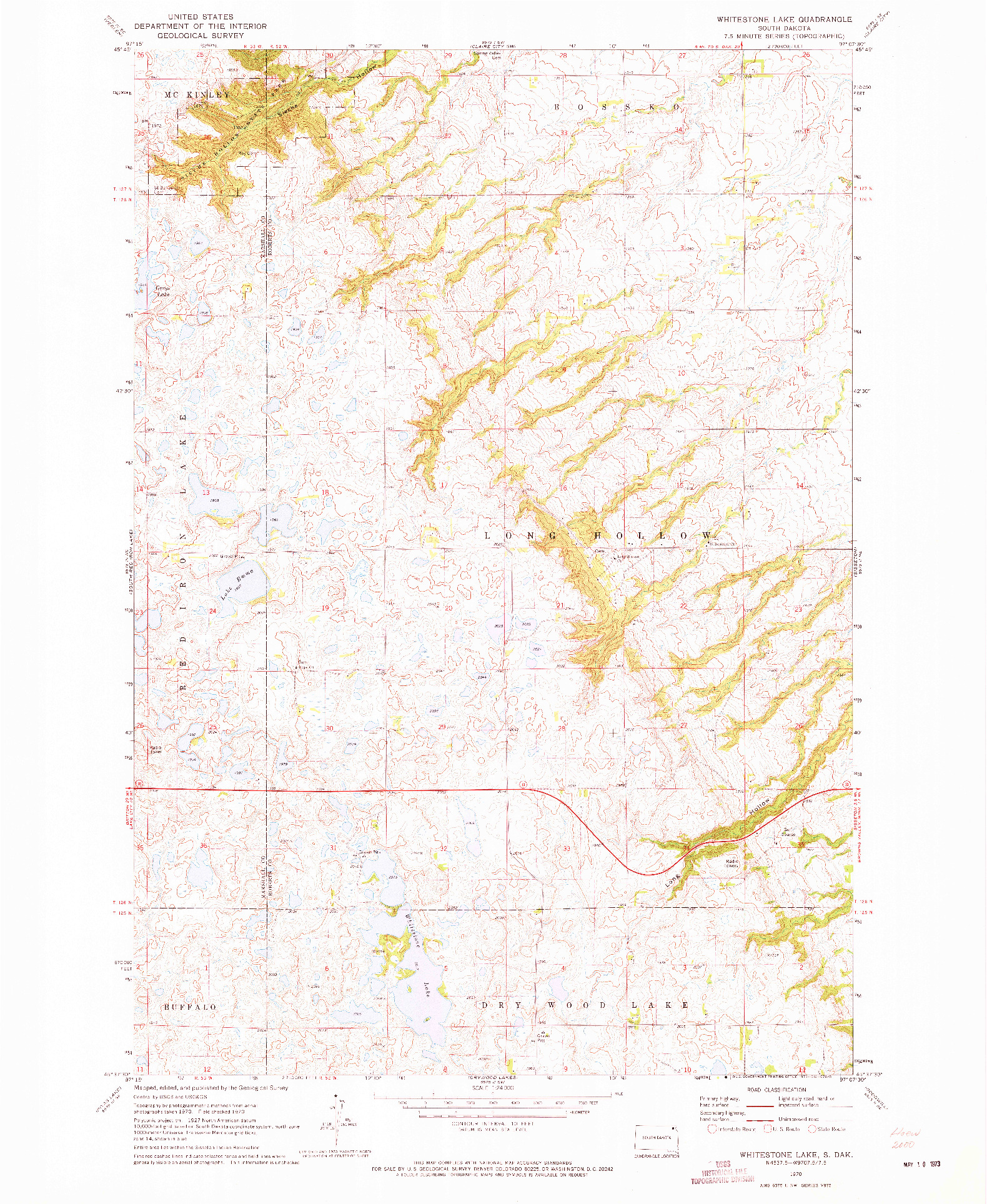 USGS 1:24000-SCALE QUADRANGLE FOR WHITESTONE LAKE, SD 1970