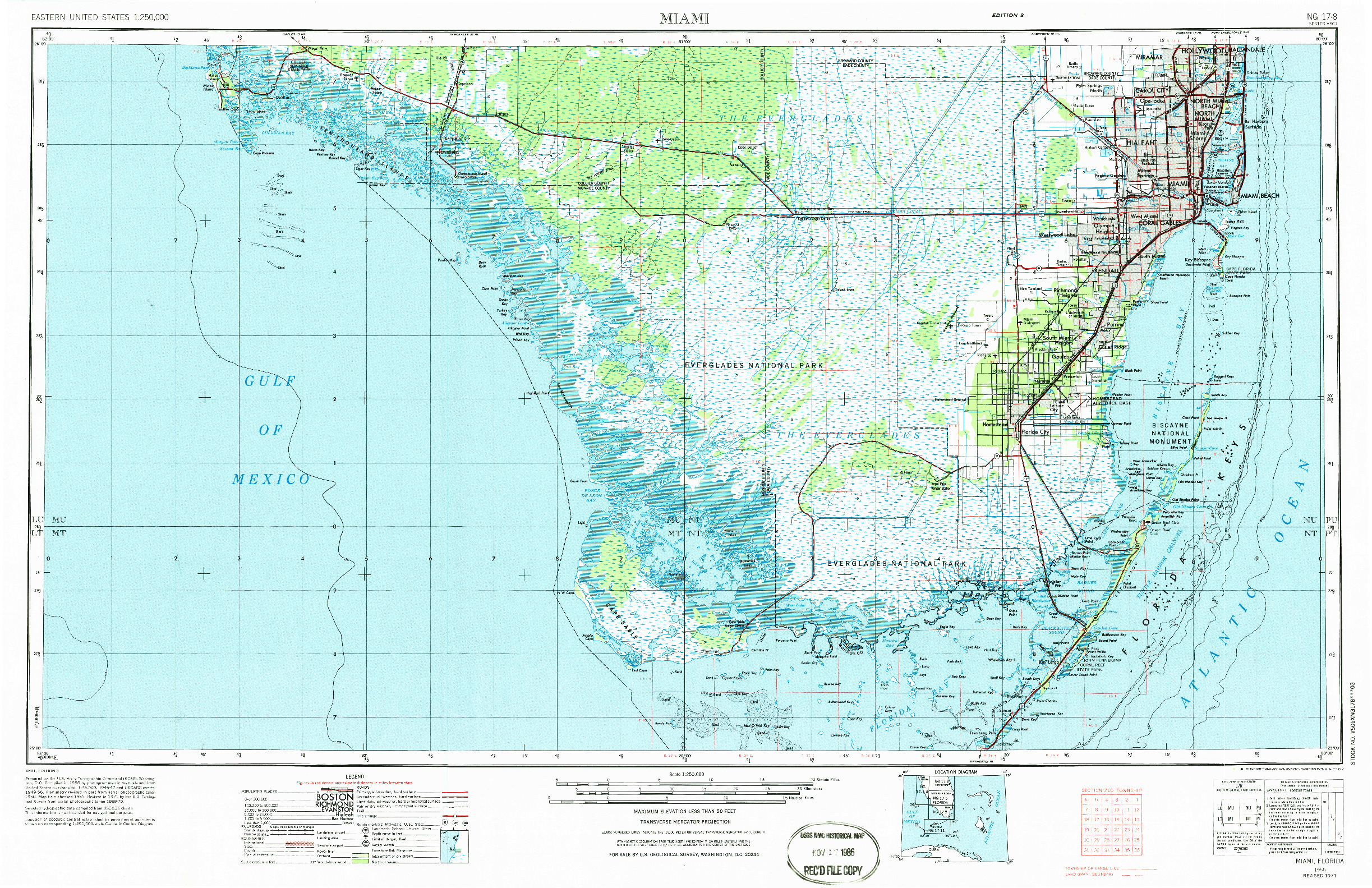 USGS 1:250000-SCALE QUADRANGLE FOR MIAMI, FL 1956