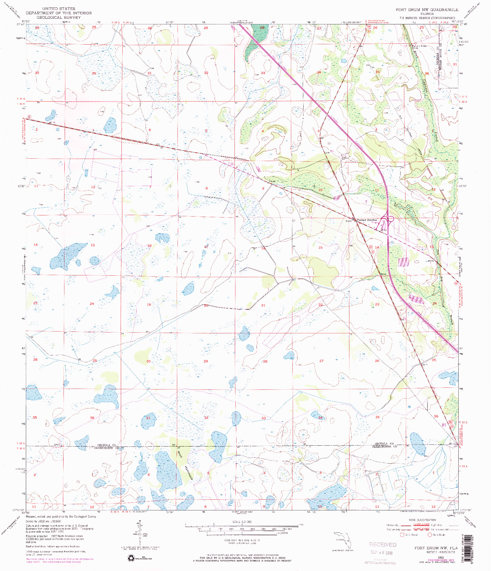 USGS 1:24000-SCALE QUADRANGLE FOR FORT DRUM NW, FL 1953