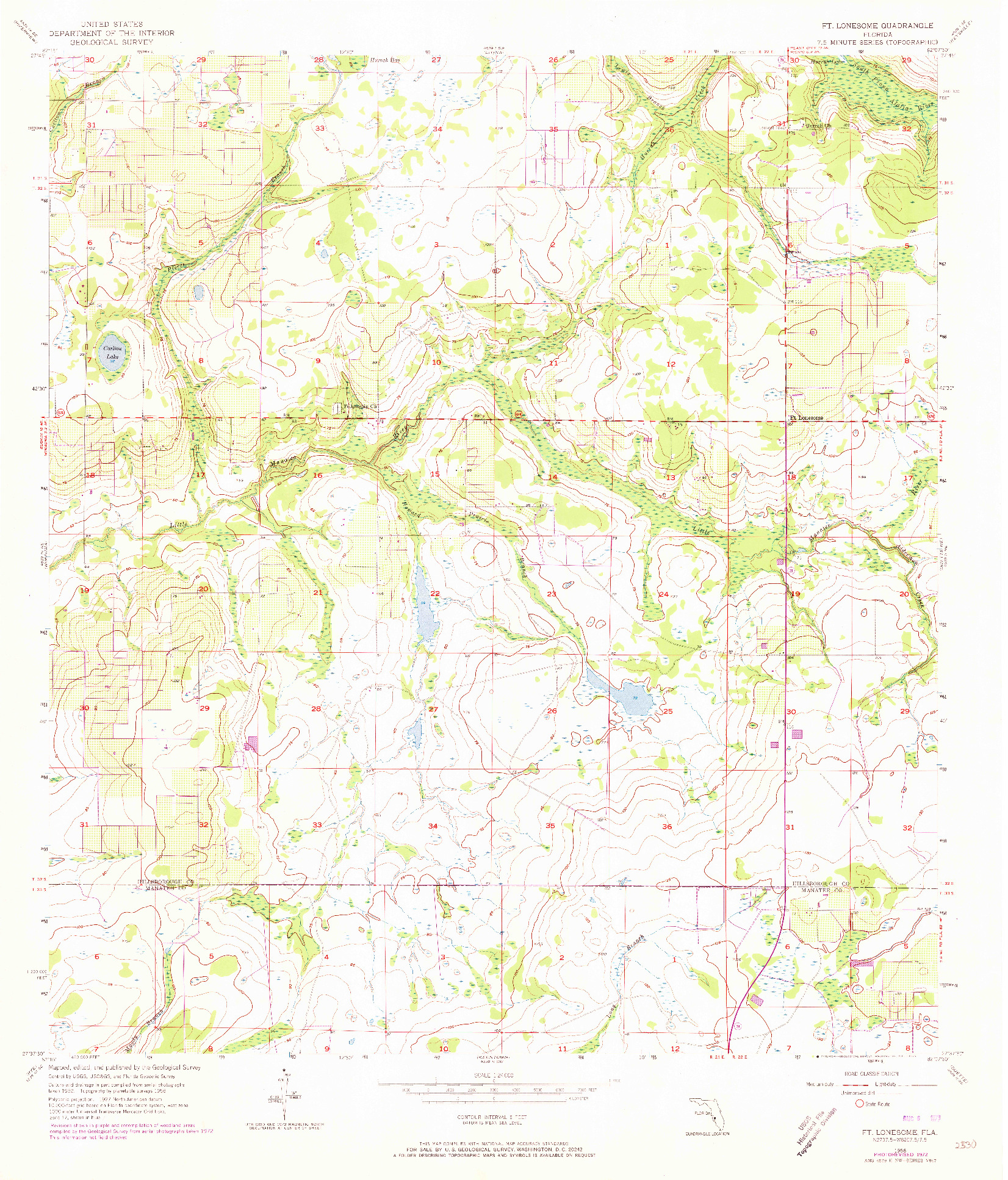 USGS 1:24000-SCALE QUADRANGLE FOR FT LONESOME, FL 1956