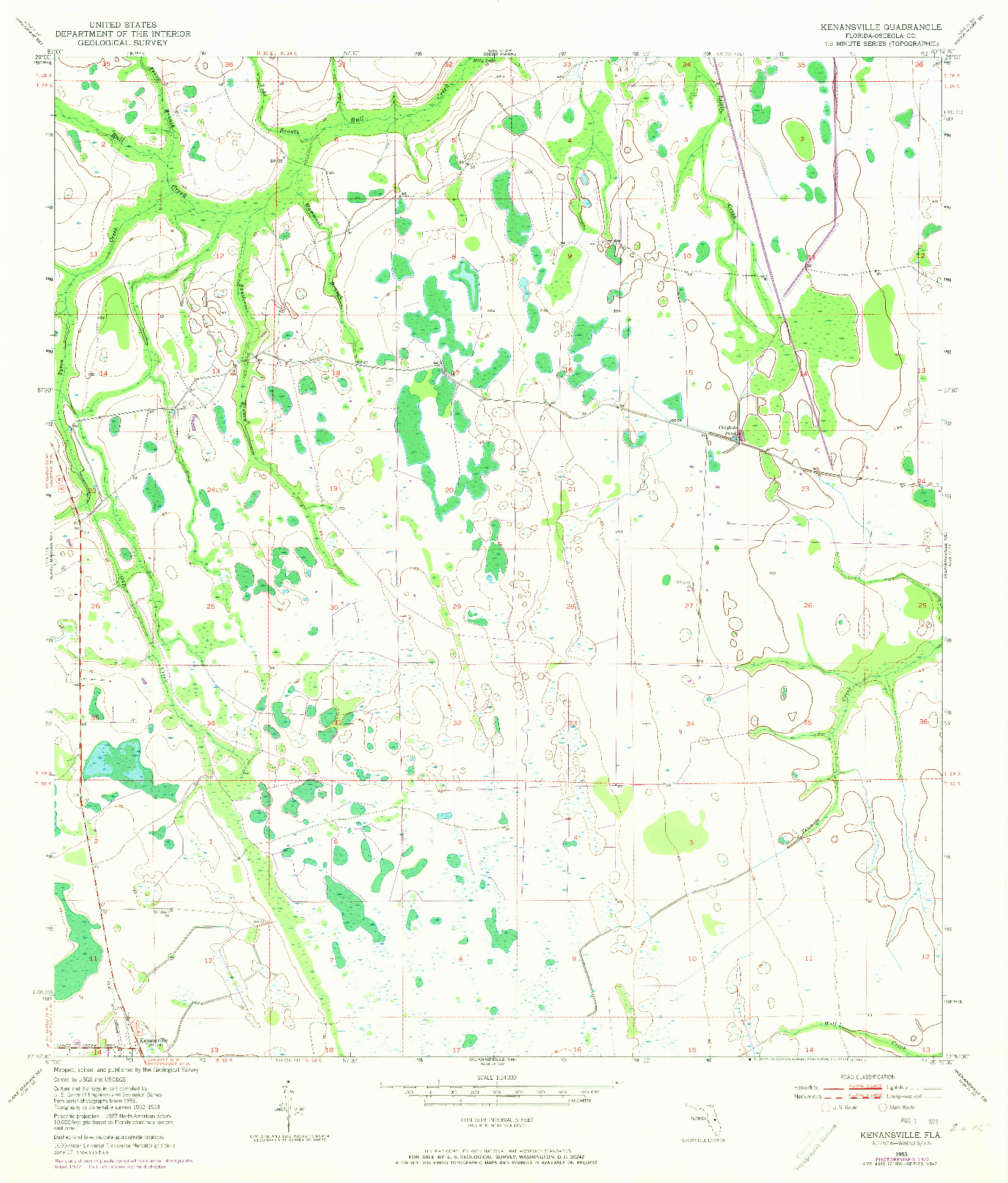 USGS 1:24000-SCALE QUADRANGLE FOR KENANSVILLE, FL 1953