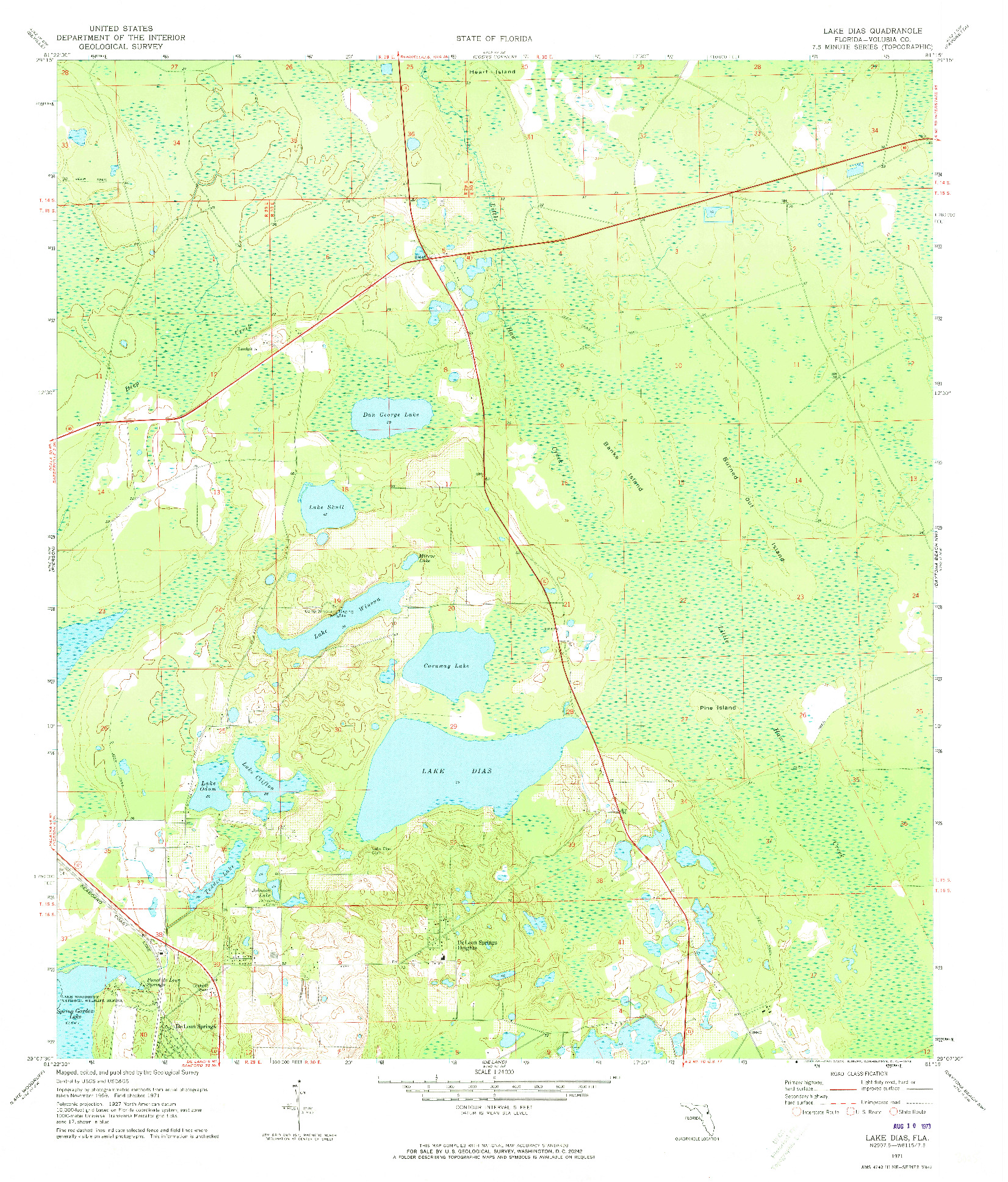 USGS 1:24000-SCALE QUADRANGLE FOR LAKE DIAS, FL 1971