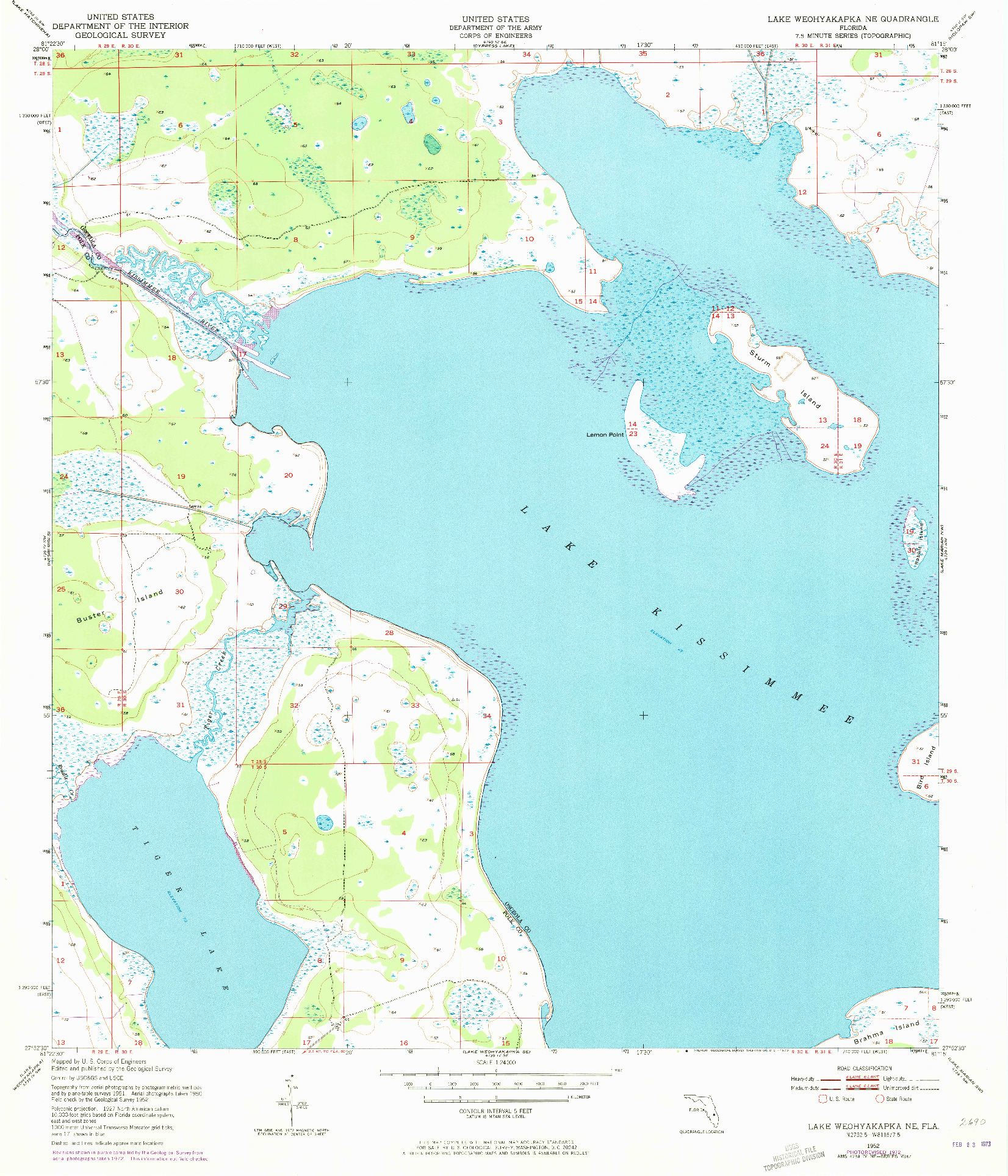 USGS 1:24000-SCALE QUADRANGLE FOR LAKE WEOHYAKAPKA NE, FL 1952
