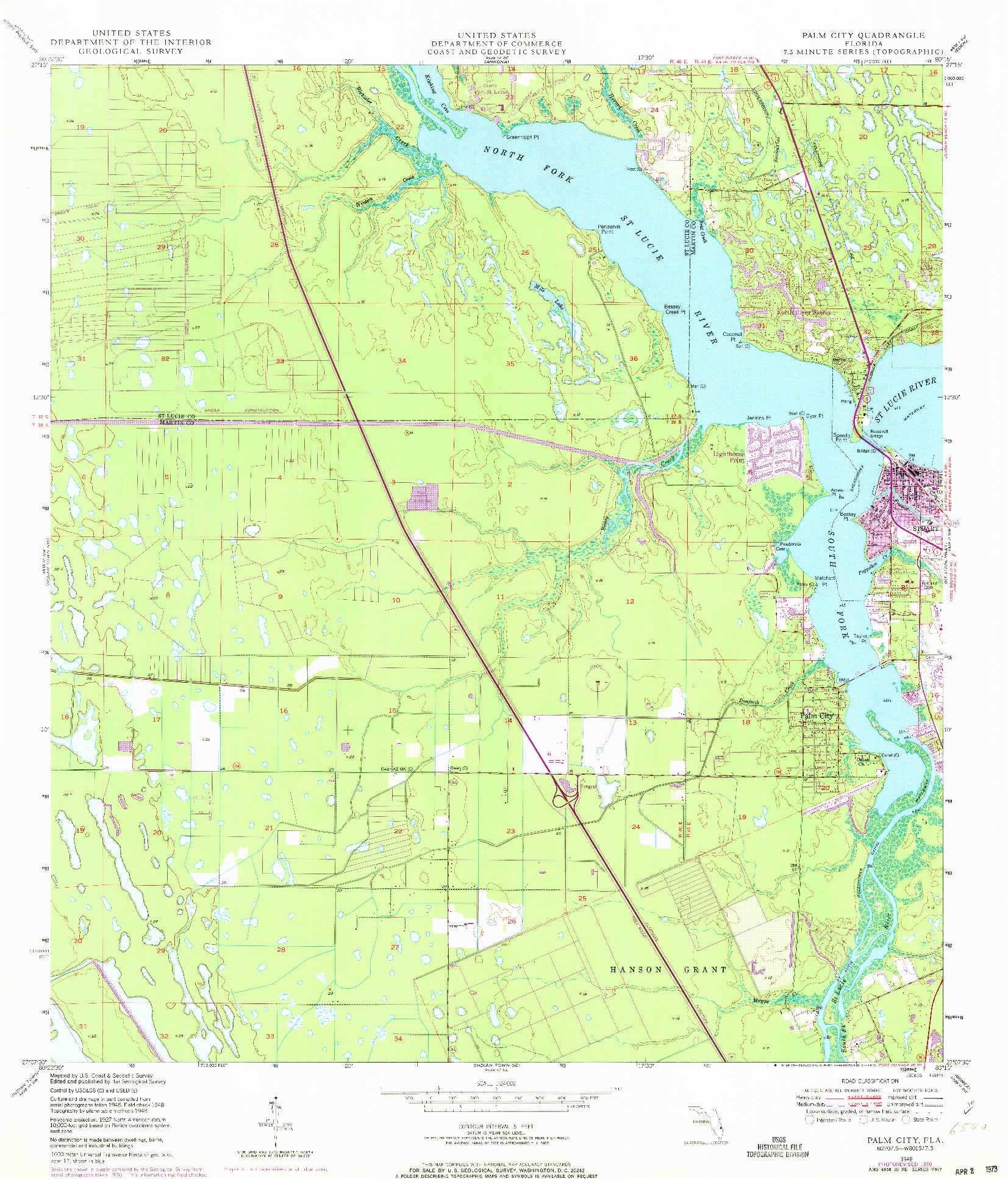 USGS 1:24000-SCALE QUADRANGLE FOR PALM CITY, FL 1948