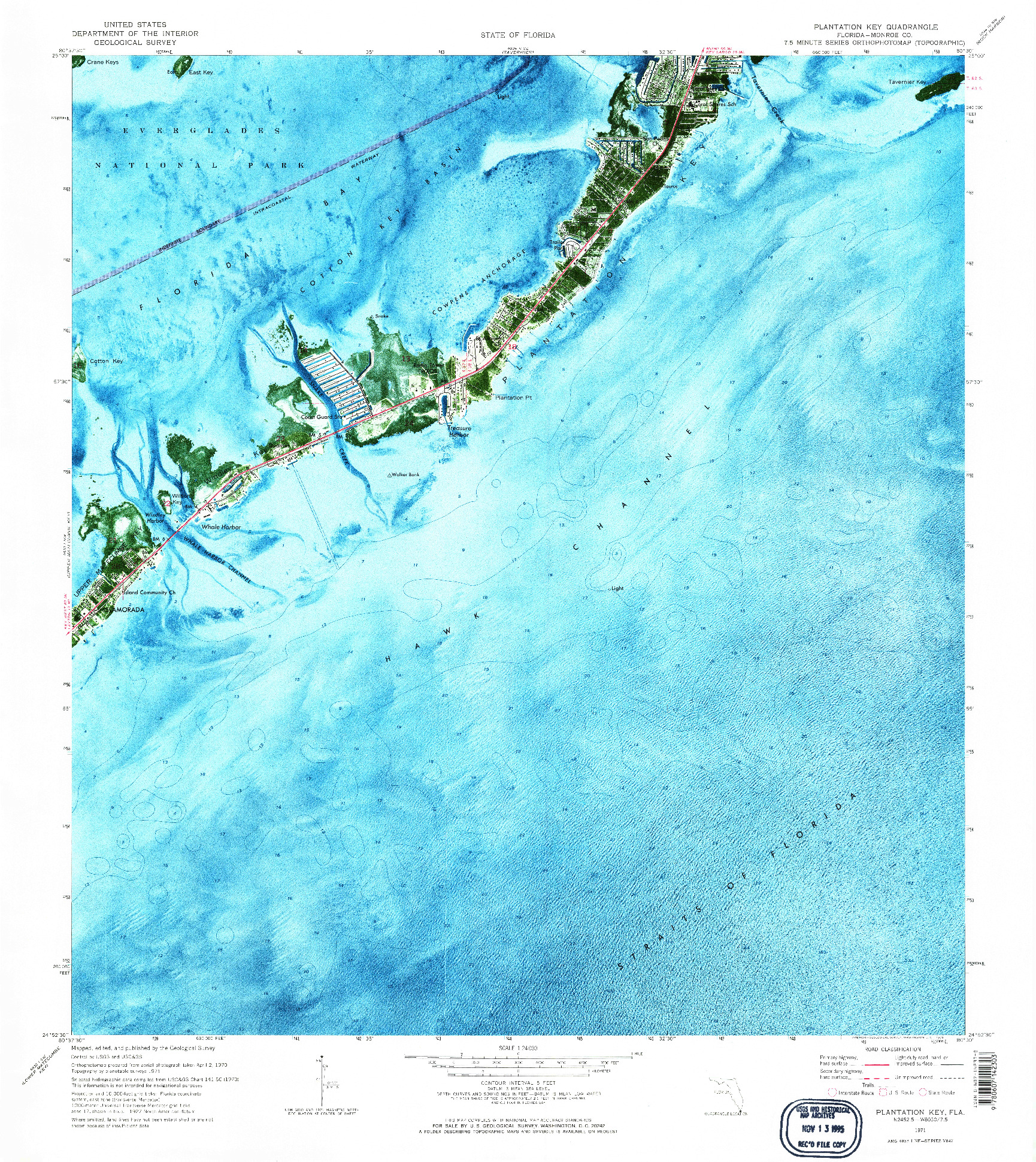 USGS 1:24000-SCALE QUADRANGLE FOR PLANTATION KEY, FL 1971