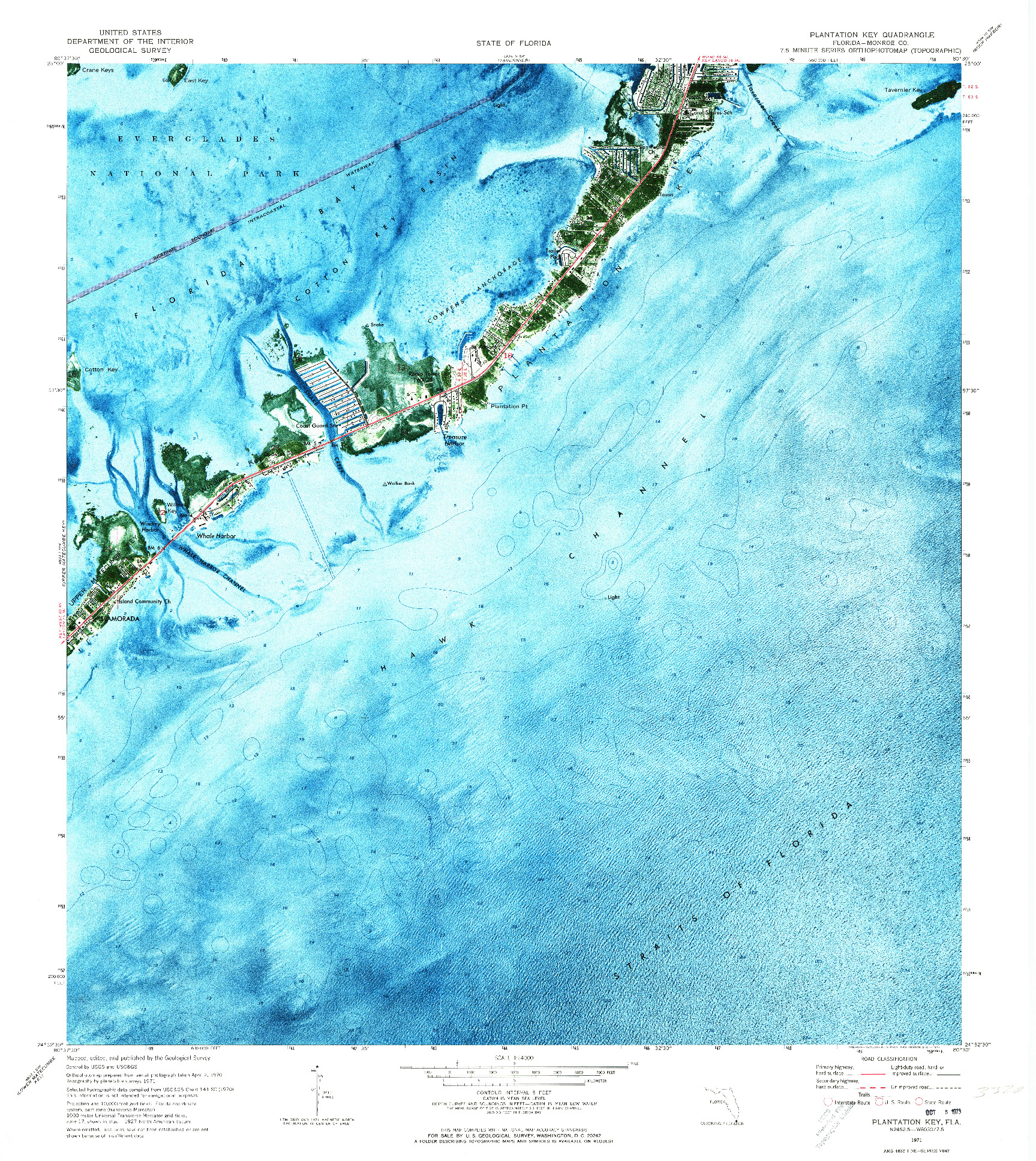 USGS 1:24000-SCALE QUADRANGLE FOR PLANTATION KEY, FL 1971