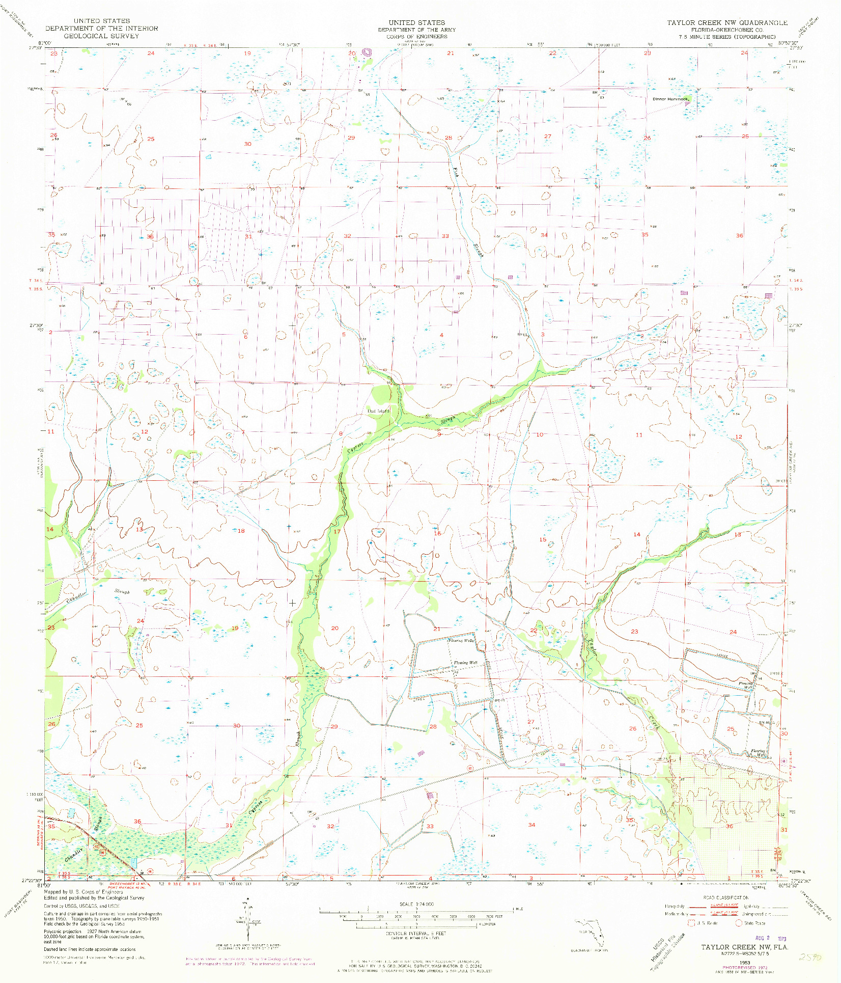 USGS 1:24000-SCALE QUADRANGLE FOR TAYLOR CREEK NW, FL 1953