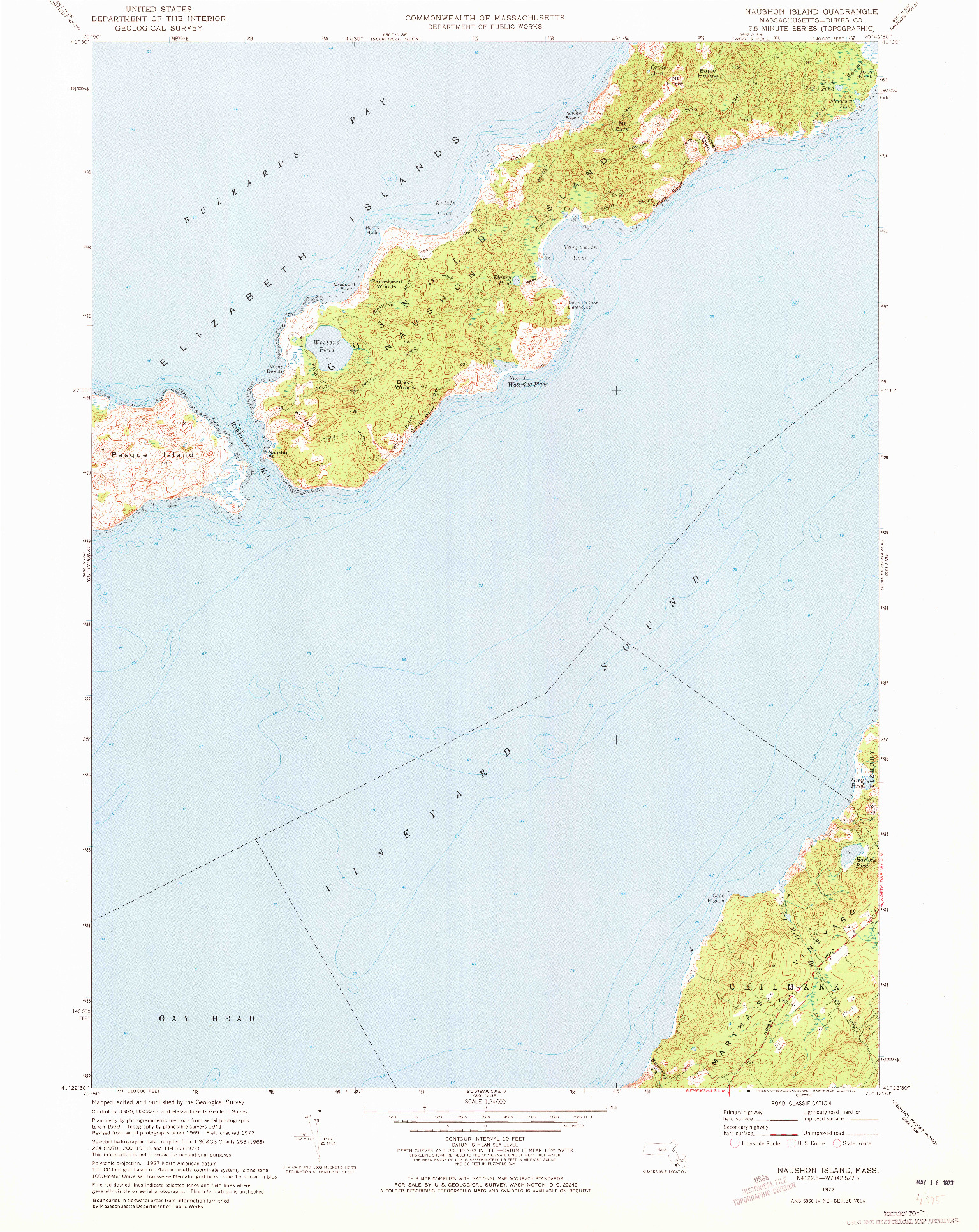 USGS 1:24000-SCALE QUADRANGLE FOR NAUSHON ISLAND, MA 1972
