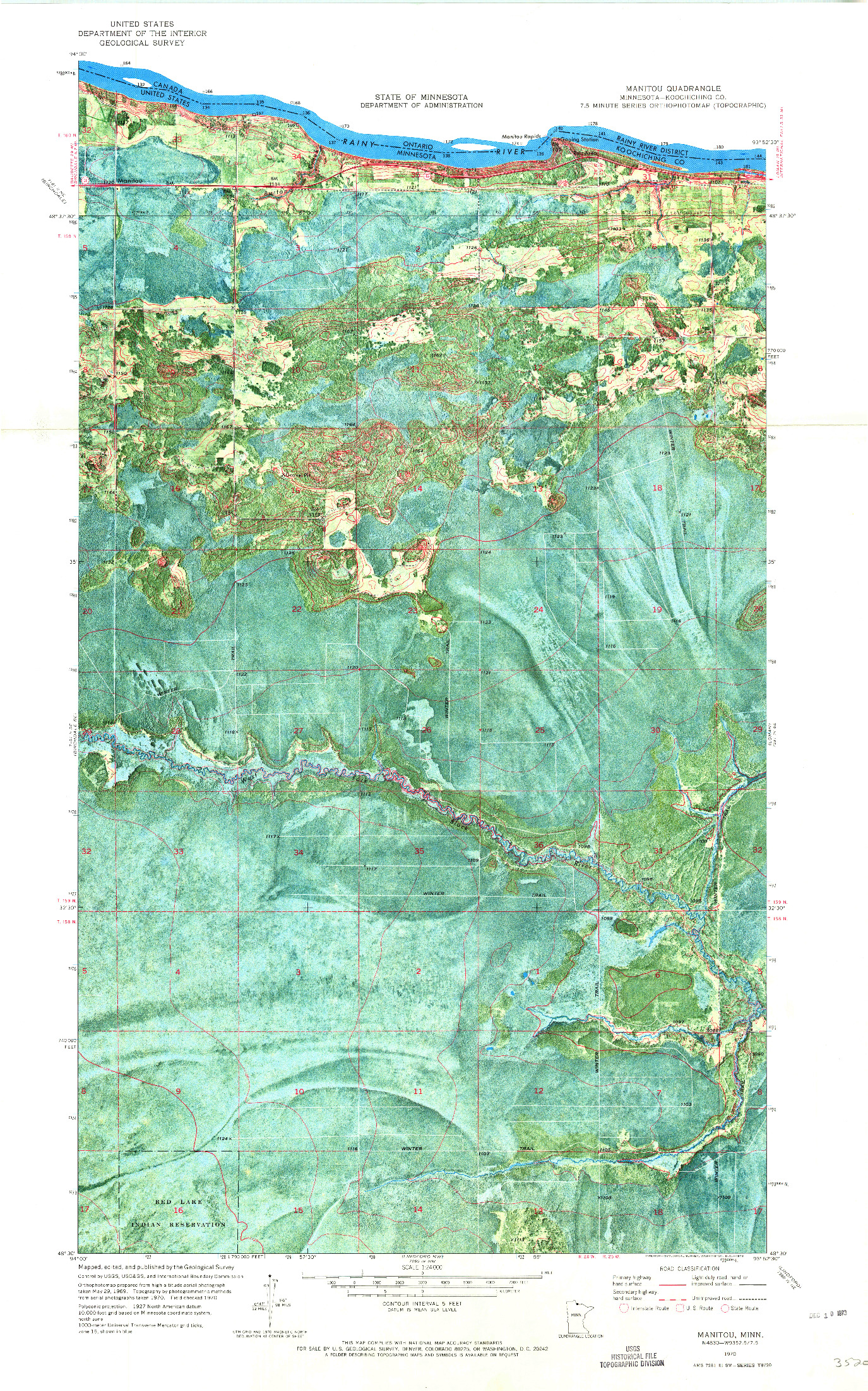 USGS 1:24000-SCALE QUADRANGLE FOR MANITOU, MN 1970