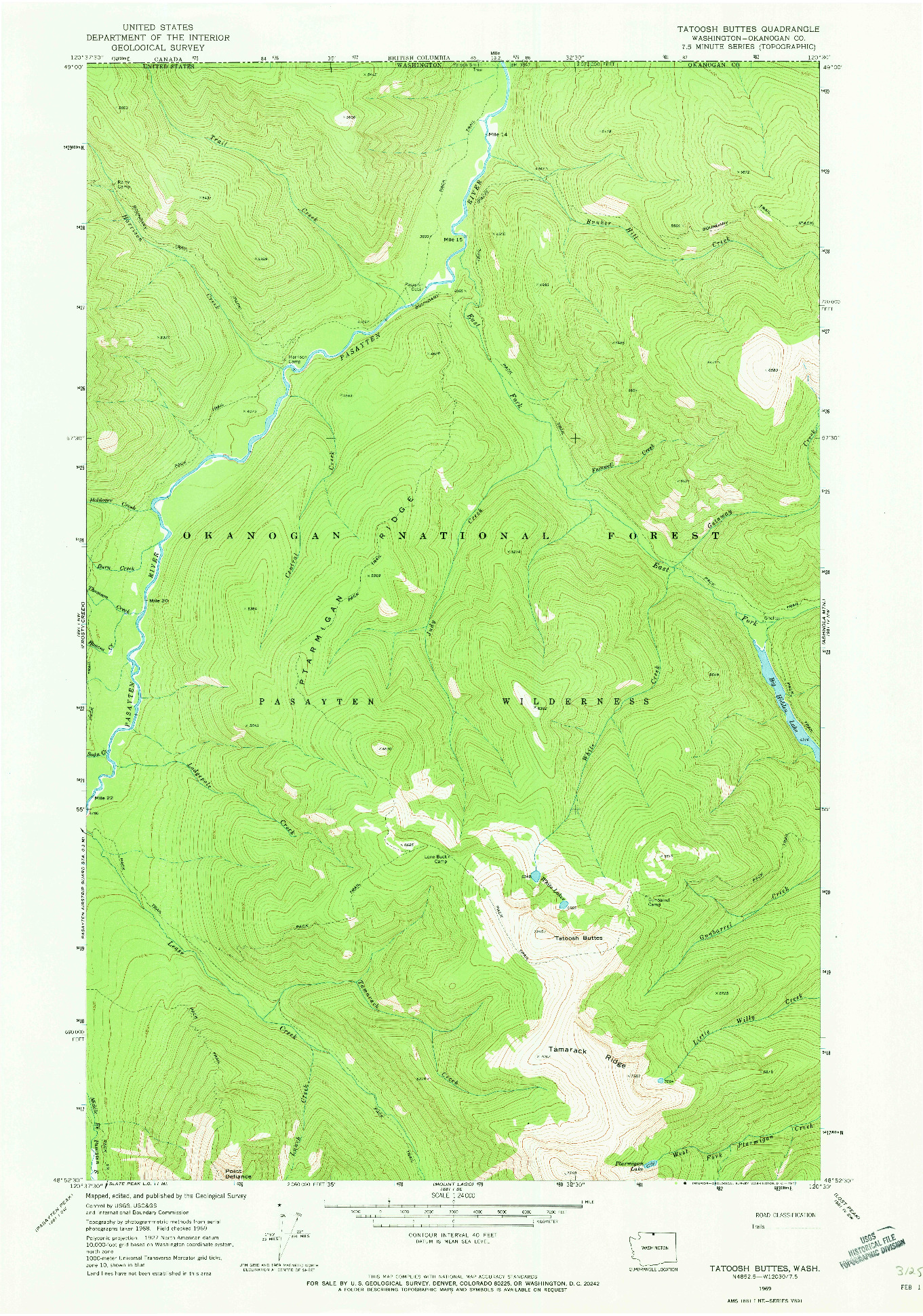 USGS 1:24000-SCALE QUADRANGLE FOR TATOOSH BUTTES, WA 1969