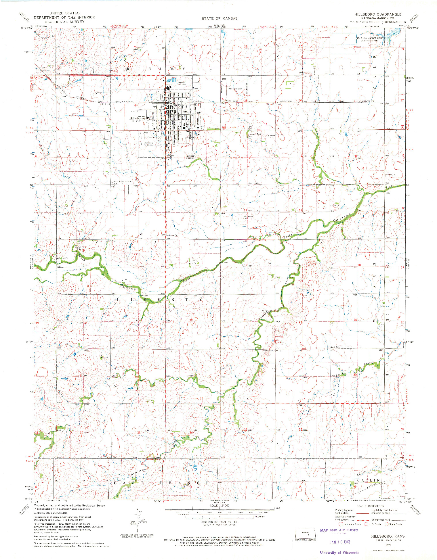 USGS 1:24000-SCALE QUADRANGLE FOR HILLSBORO, KS 1971