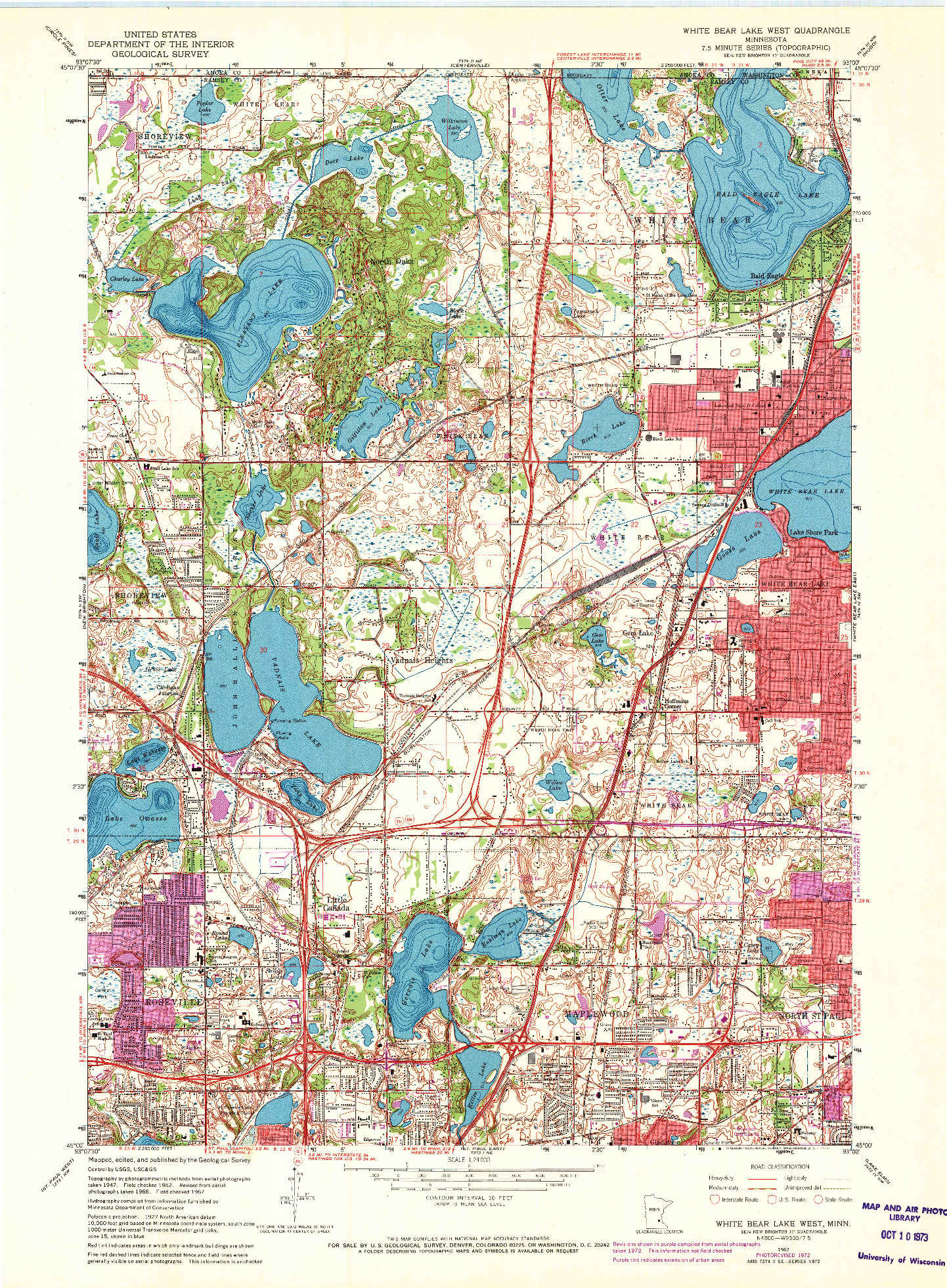 USGS 1:24000-SCALE QUADRANGLE FOR WHITE BEAR LAKE WEST, MN 1967