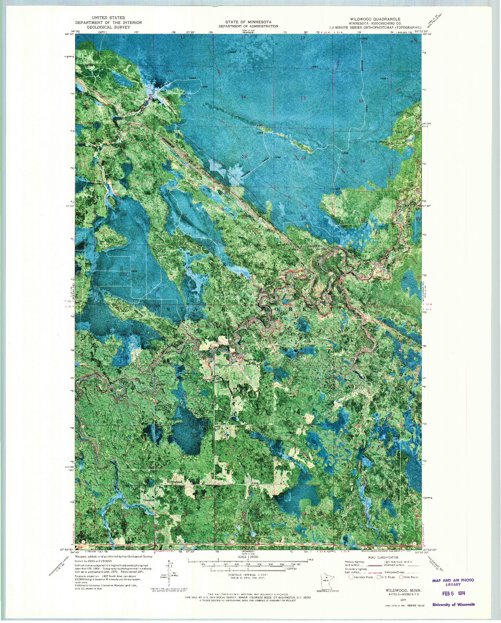 USGS 1:24000-SCALE QUADRANGLE FOR WILDWOOD, MN 1971