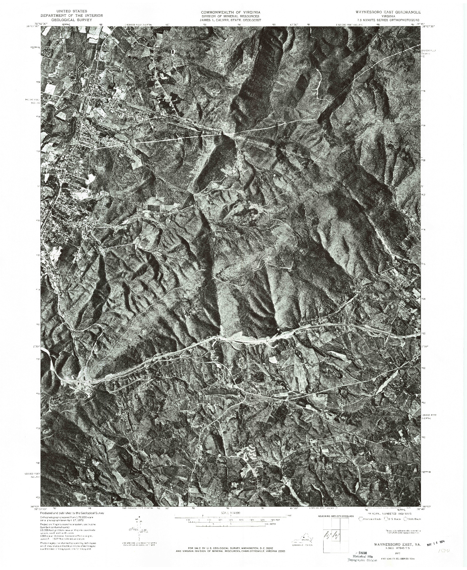 USGS 1:24000-SCALE QUADRANGLE FOR WAYNESBORO EAST, VA 1972