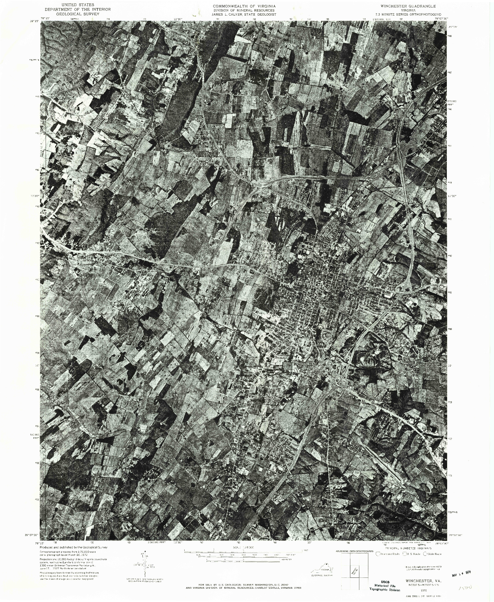 USGS 1:24000-SCALE QUADRANGLE FOR WINCHESTER, VA 1972