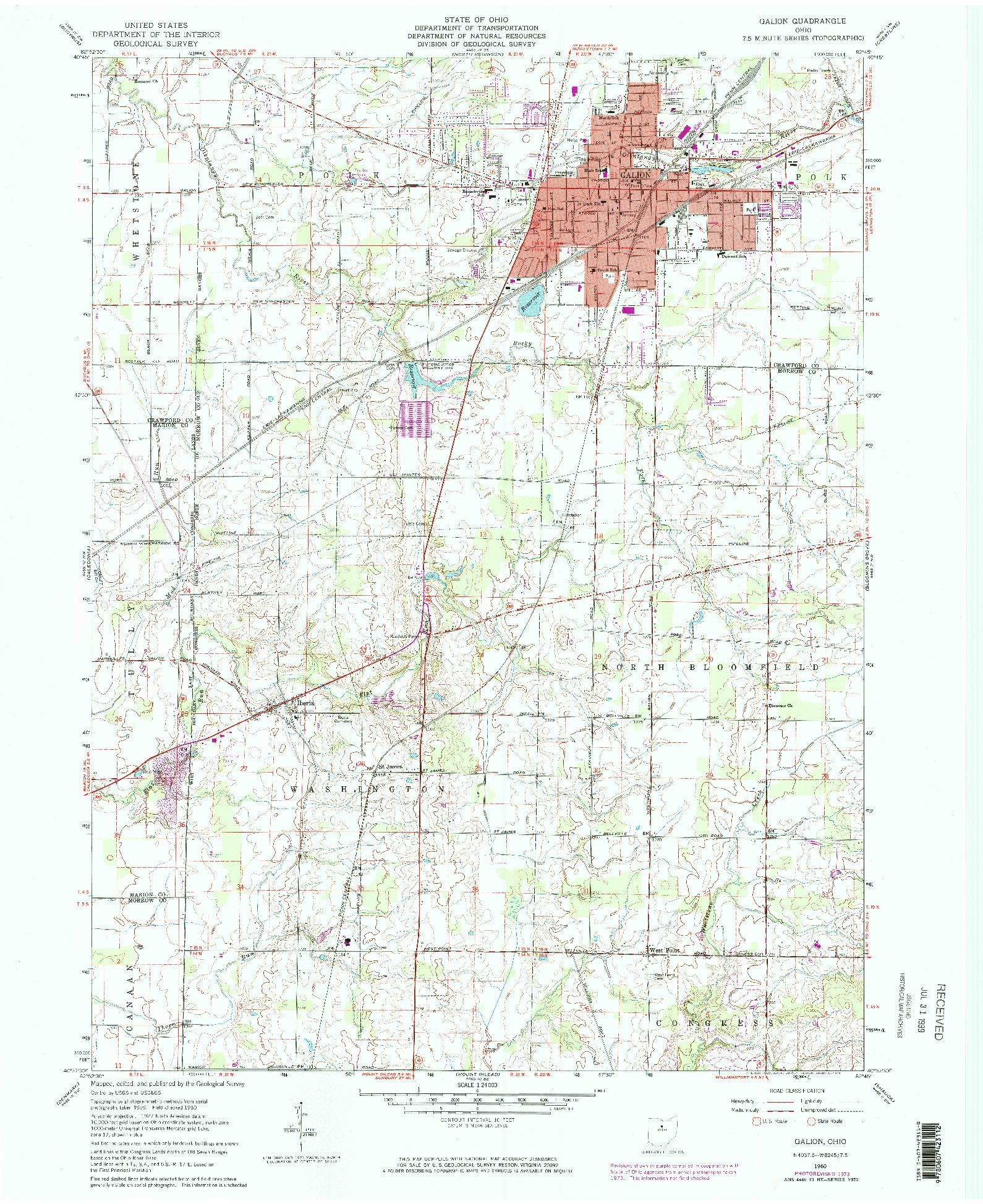 USGS 1:24000-SCALE QUADRANGLE FOR GALION, OH 1960