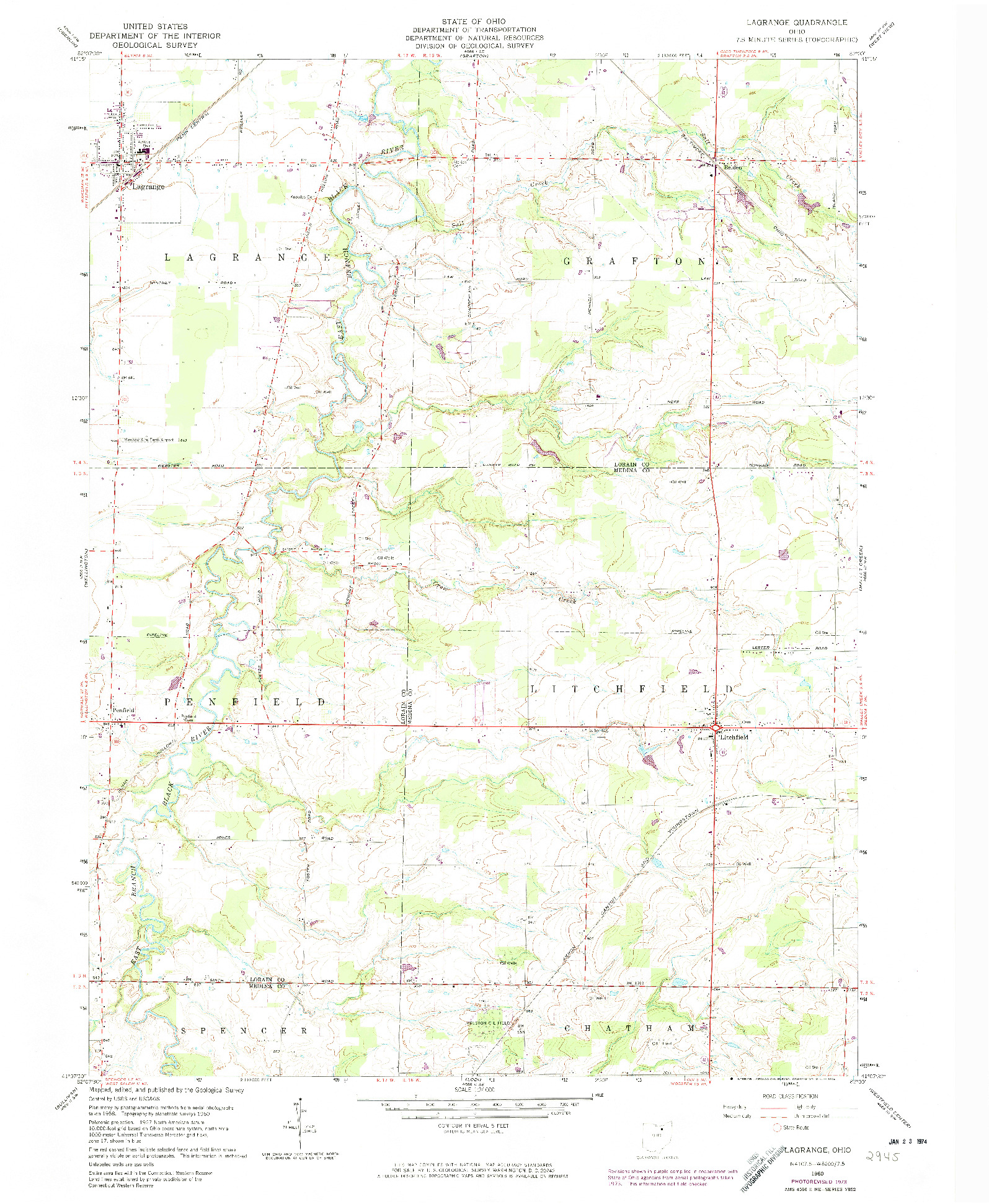 USGS 1:24000-SCALE QUADRANGLE FOR LAGRANGE, OH 1960